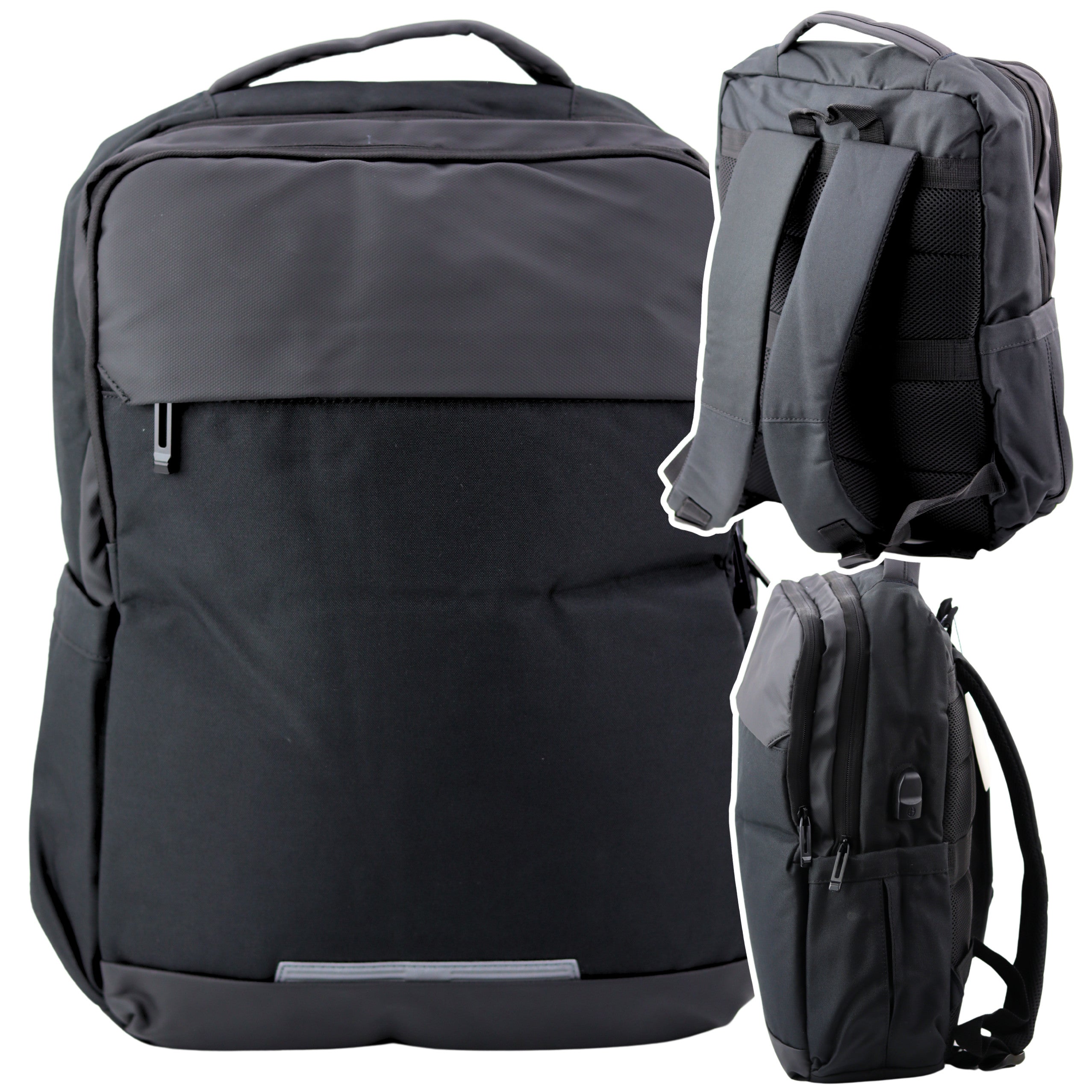 City Business Backpack Usb Laptop Pocket Black 16l 45cm