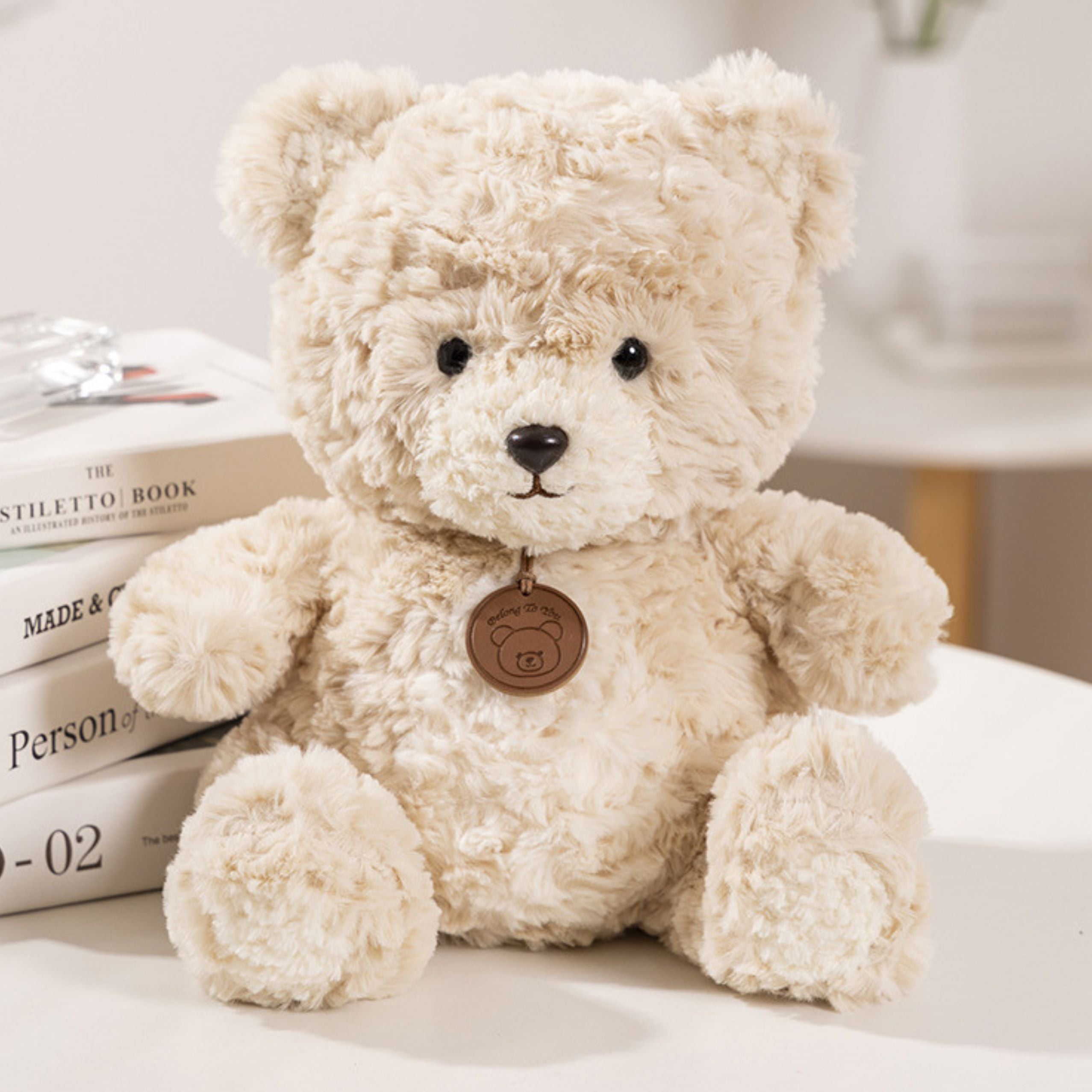 Plush Mascot Cuddly Toy Teddy Bear With Medallion Beige 25cm