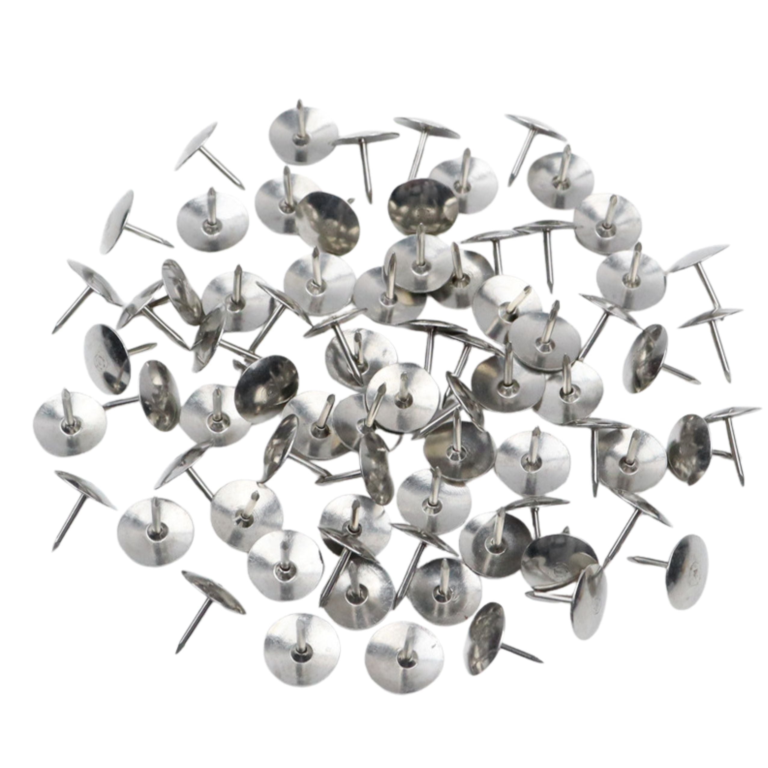 Set Of Flat Head Pushpins For Office And School Silver 40 Pcs.