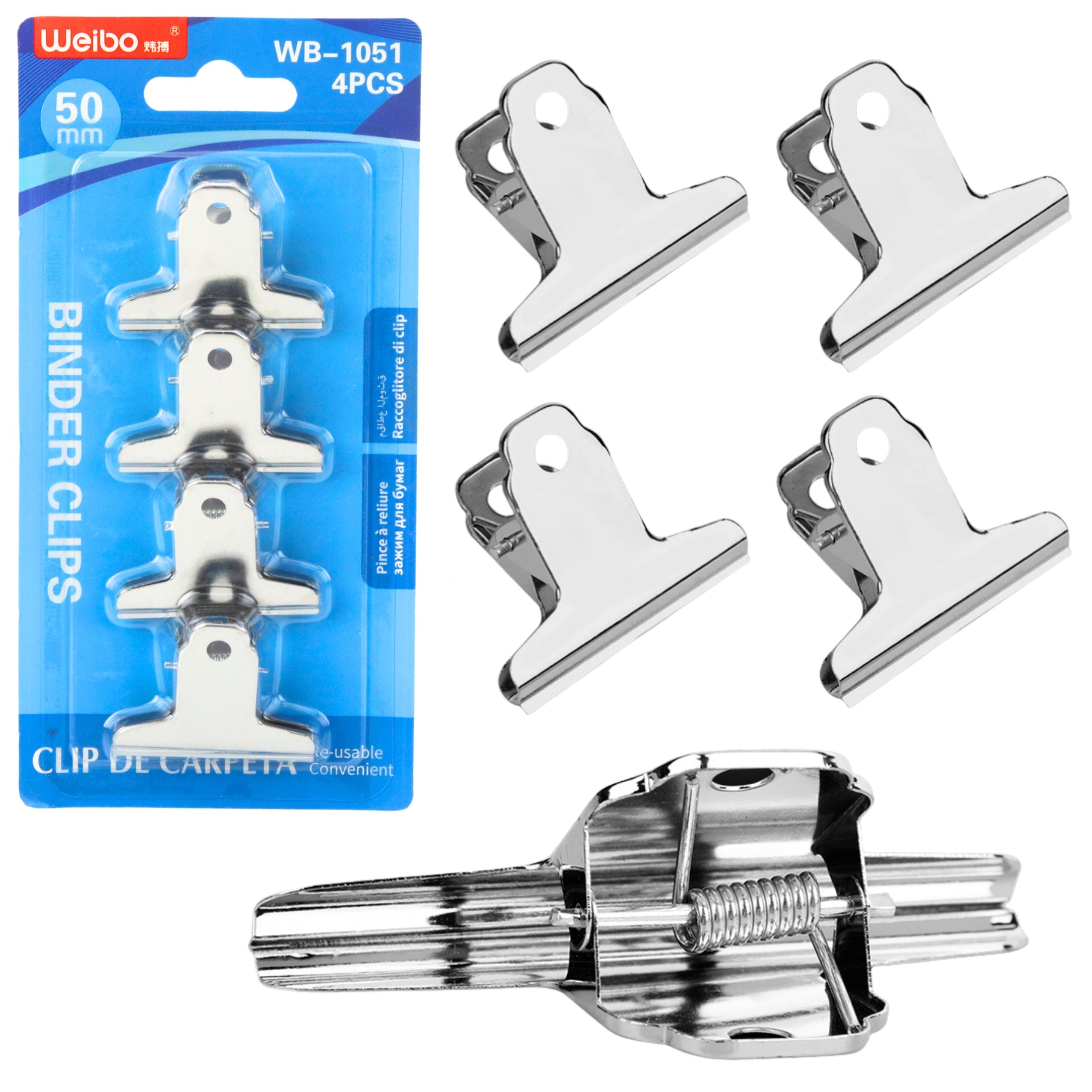 Set Of 4 Metal Paper Clips 50mm
