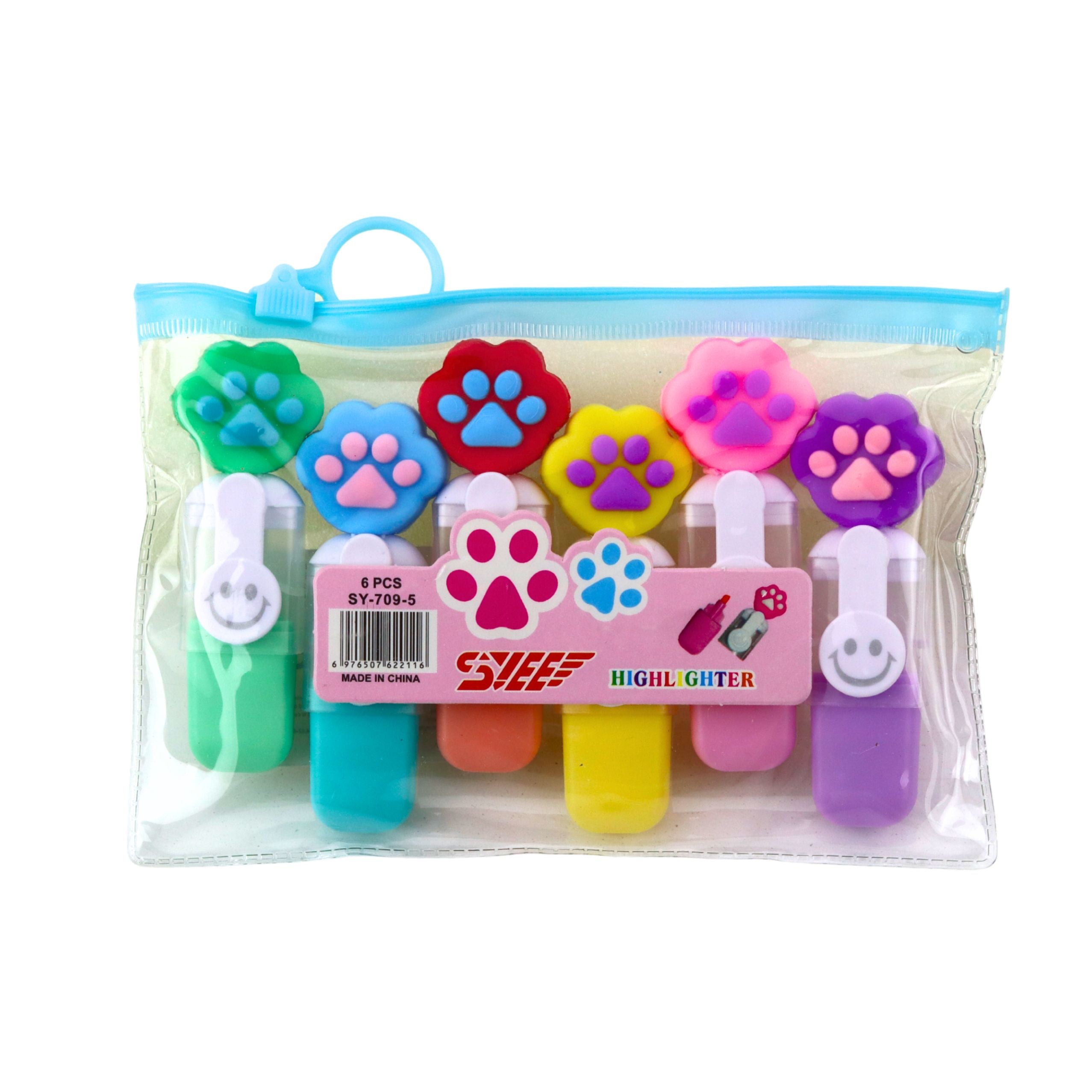 Set Of Mini Highlighters With A Claw In A Colorful Case 6 Pcs 8 Cm