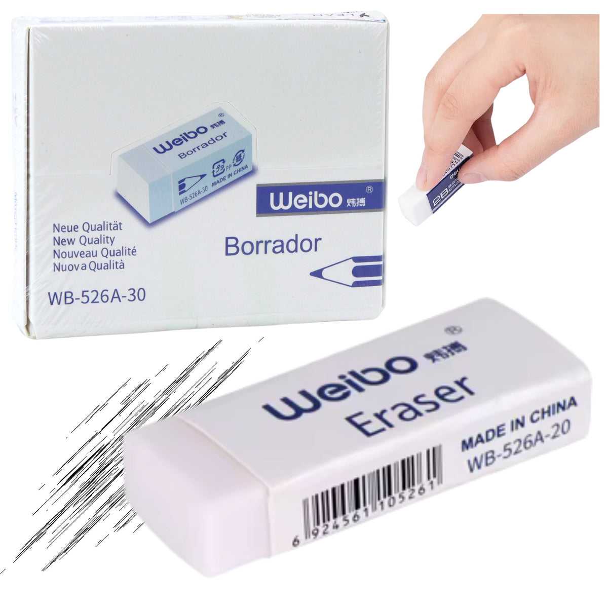 Weißer Radiergummi für Schulbüros Wb-526a -30 4 cm