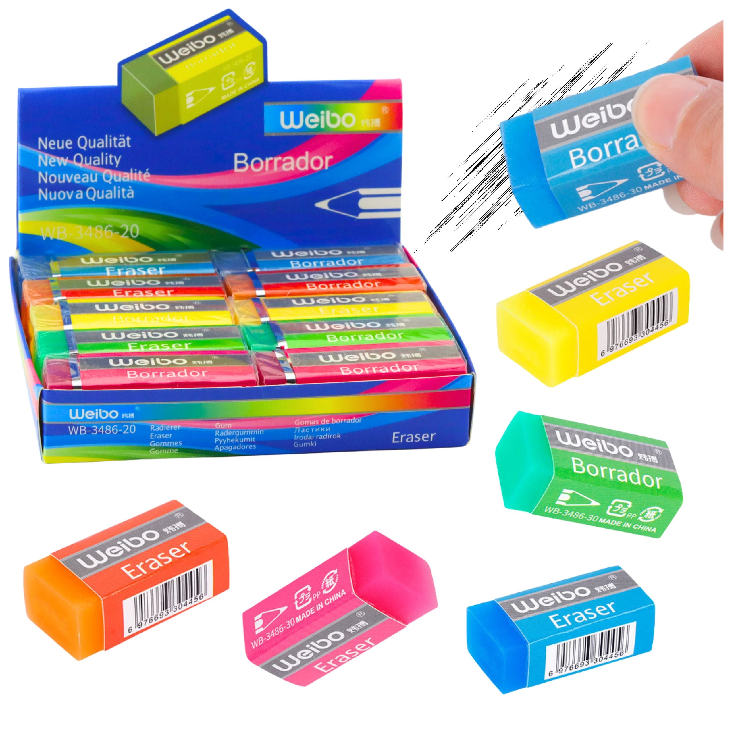 School Office Colored Eraser Wb-3486-20 6cm Mix