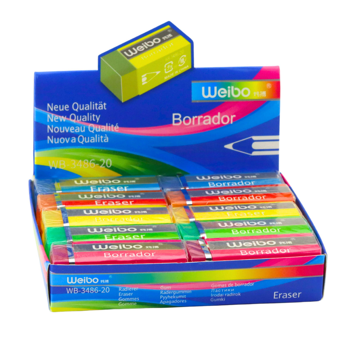 School Office Colored Eraser Wb-3486-20 6cm Mix