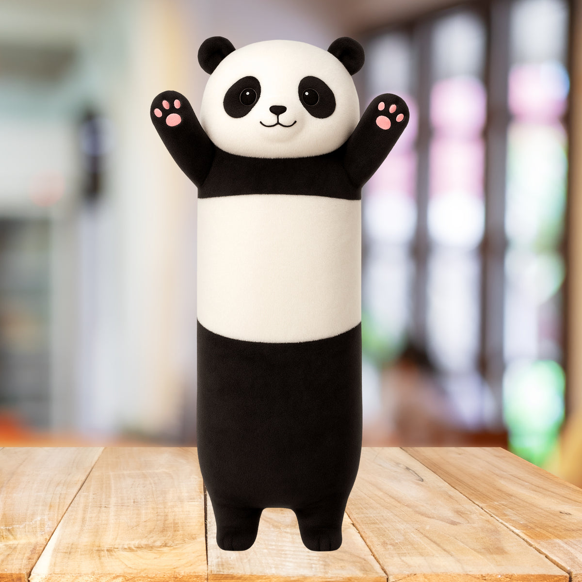 Plush Panda Mascot Pillow Oblong Roller Black And White 70cm