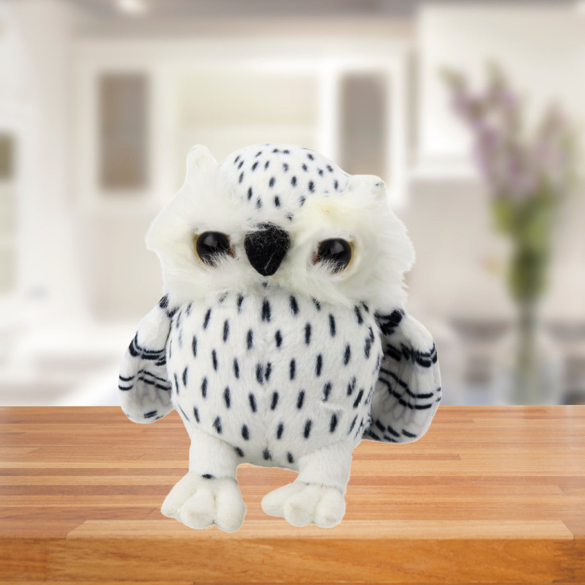 Plush Little Owl Mascot Cuddly Toy White Black Spots 15cm