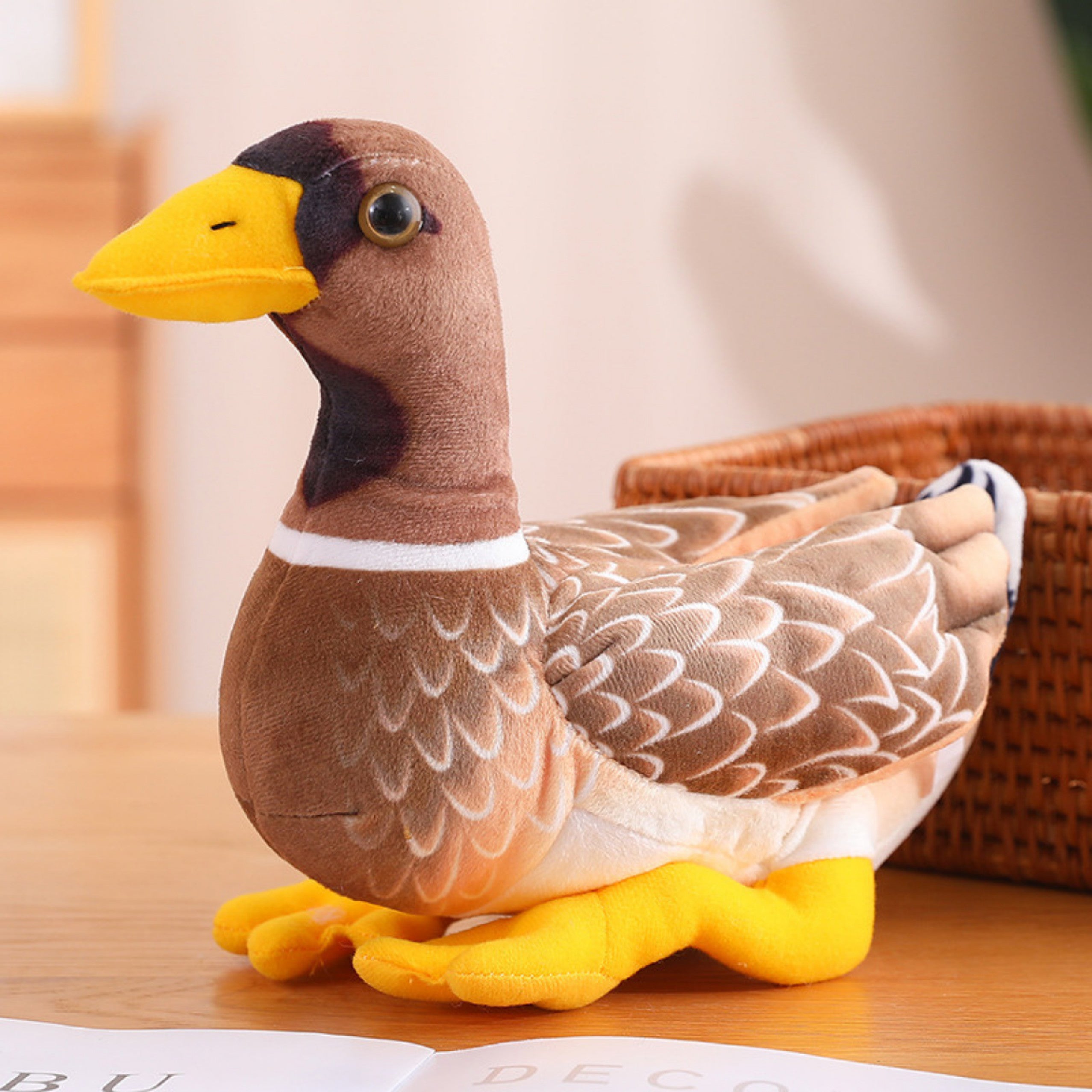Plush Mascot Cuddly Toy Duck Brown Yellow 28cm