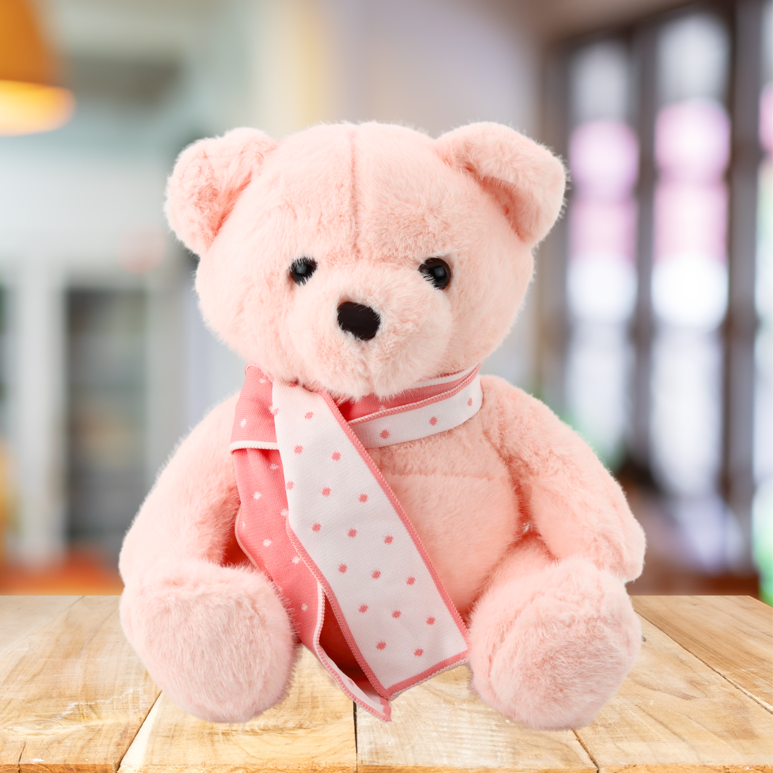 Plush Mascot Cuddly Toy Teddy Bear With Scarf Pink 35cm