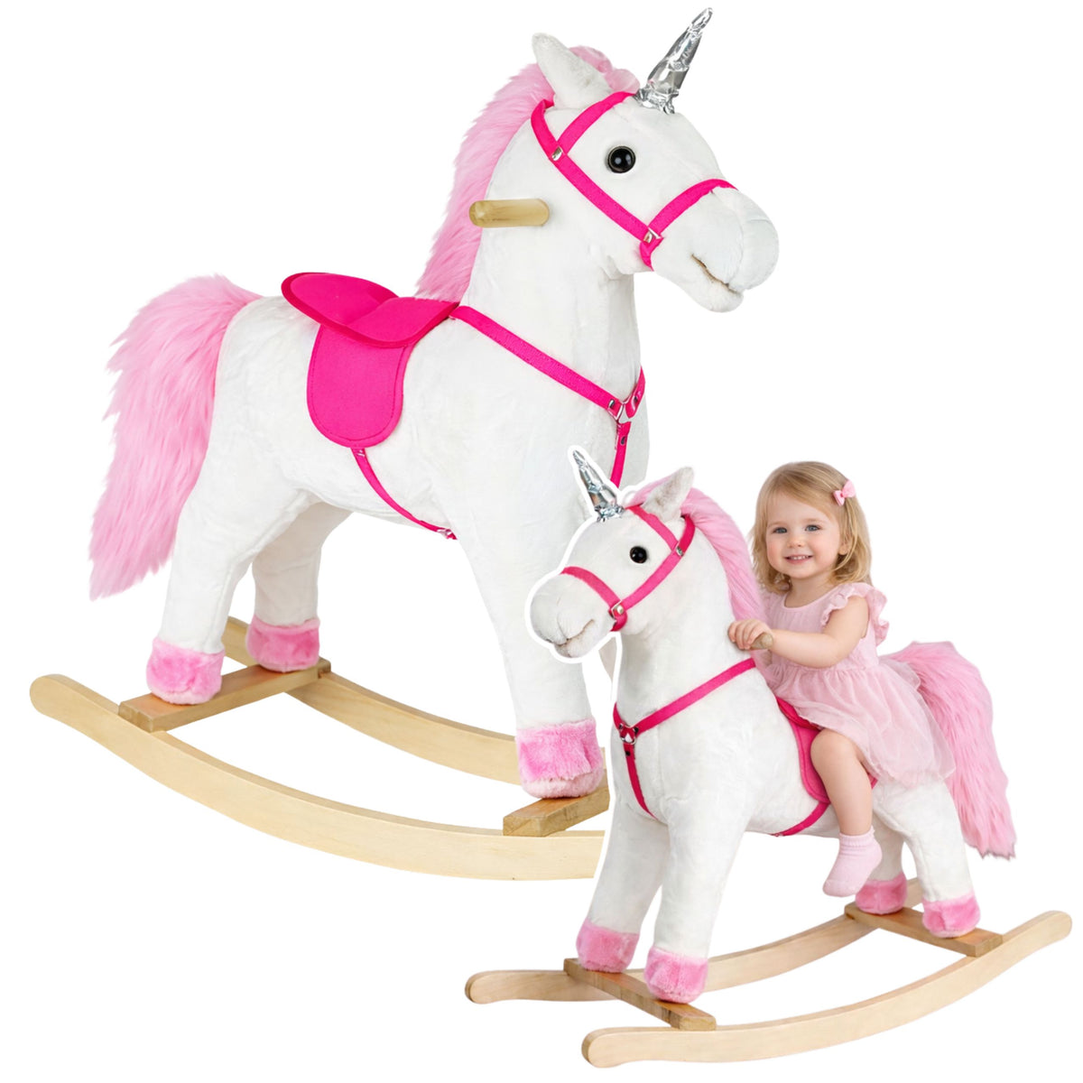 Running Horse Unicorn White Sounds Moves ormány farok 74 cm