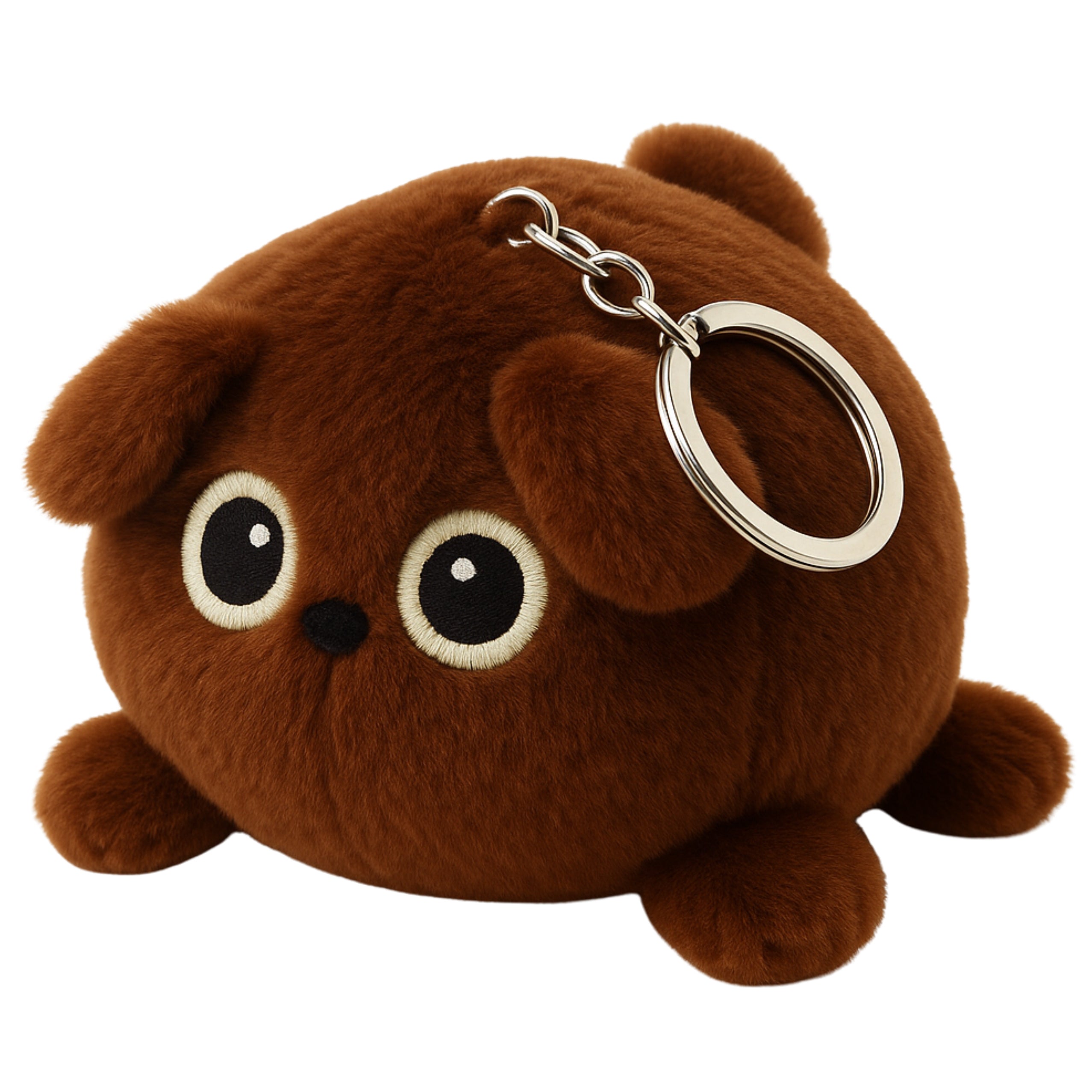 Llavero de peluche mascota peluche oso de peluche anillo de metal marrón 9 cm