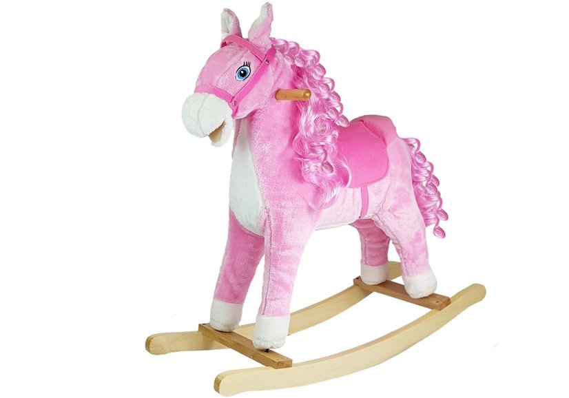 Rocking Horse Sounds Moving Mouth Tail Pink 74 Cm