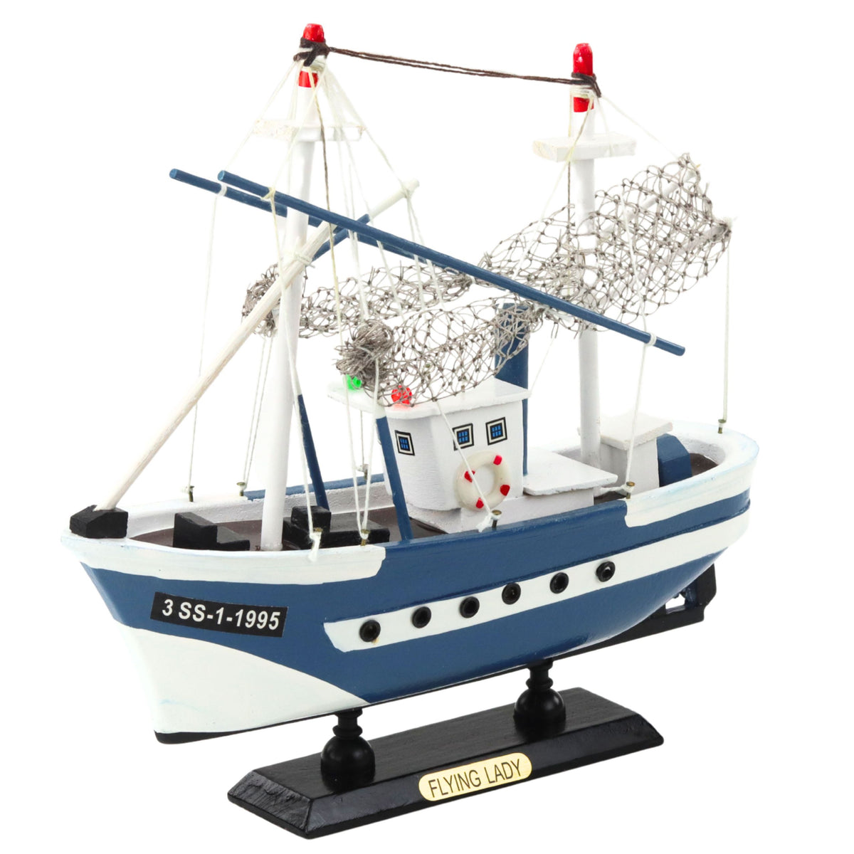 Collectible Model Ship Fishing Boat Flying Lady Blue 24x23cm