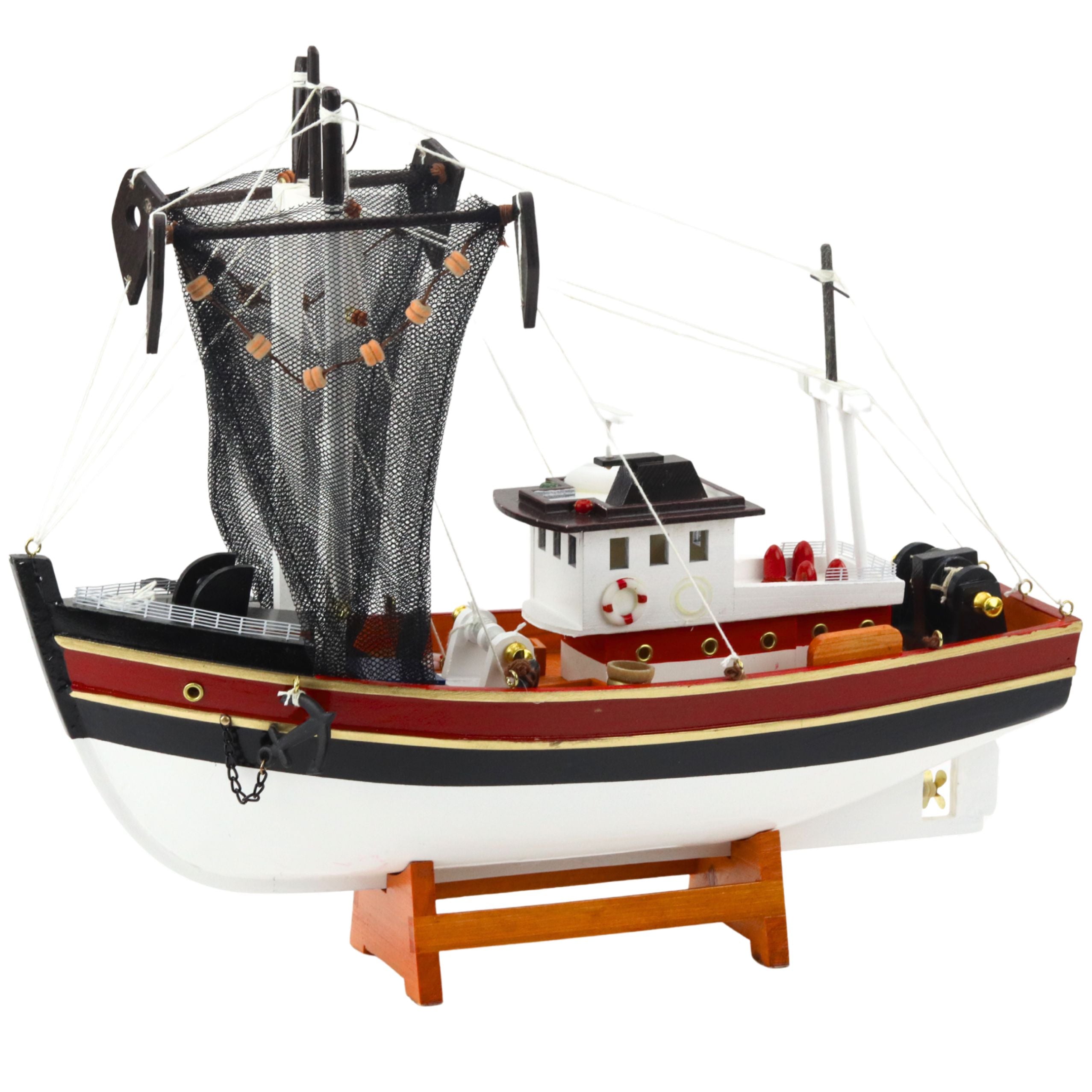 Collectible Decorative Ship Fishing Boat Fishing Net Model 38x31cm