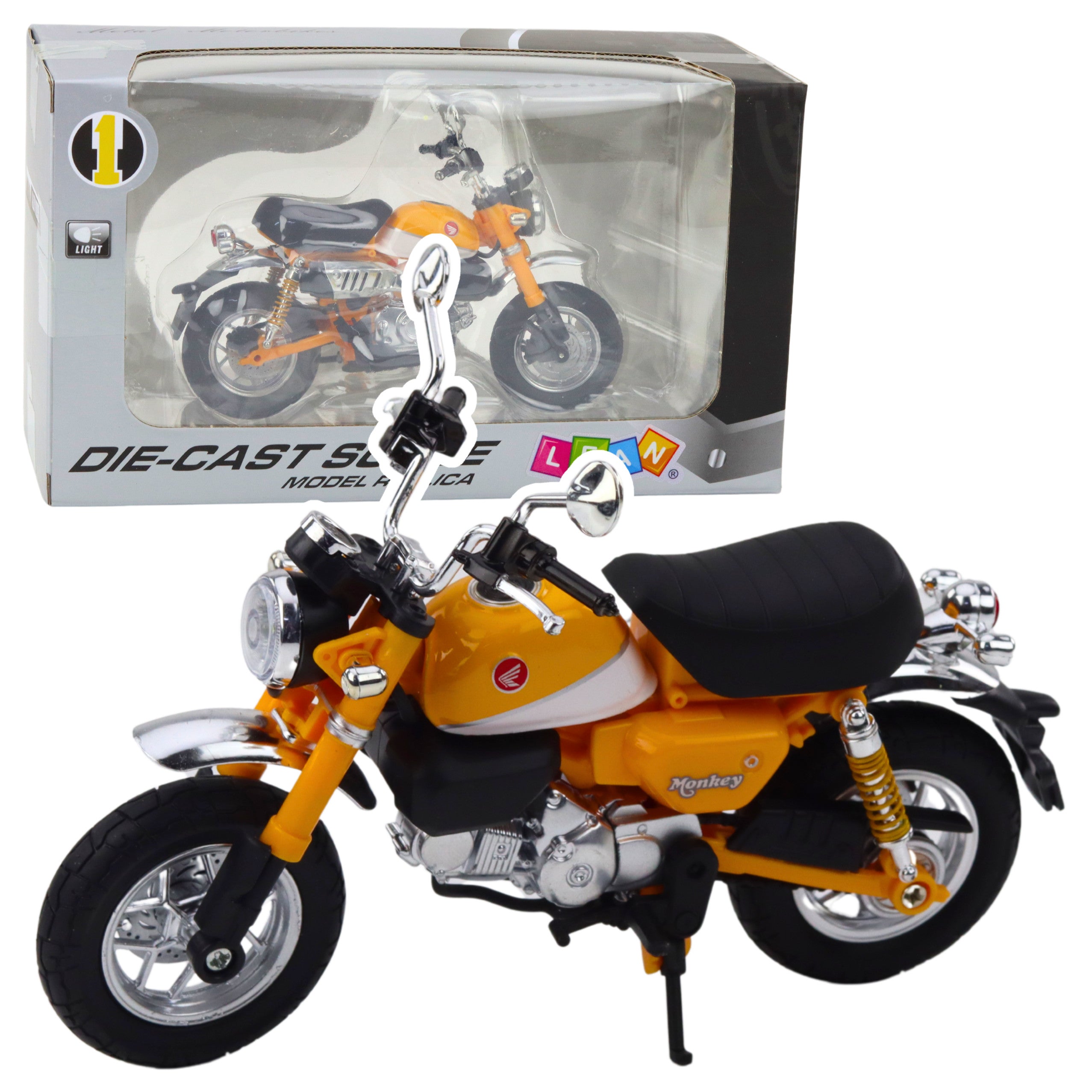 Motorcycle Retro Classic Metal Lights Yellow 1:12