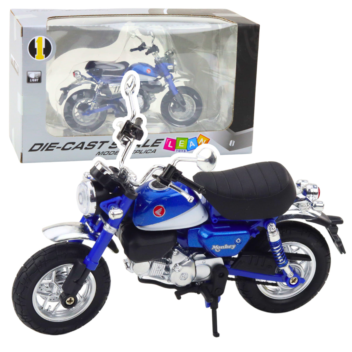 Motorcycle Retro Classic Metal Lights Blue 1:12