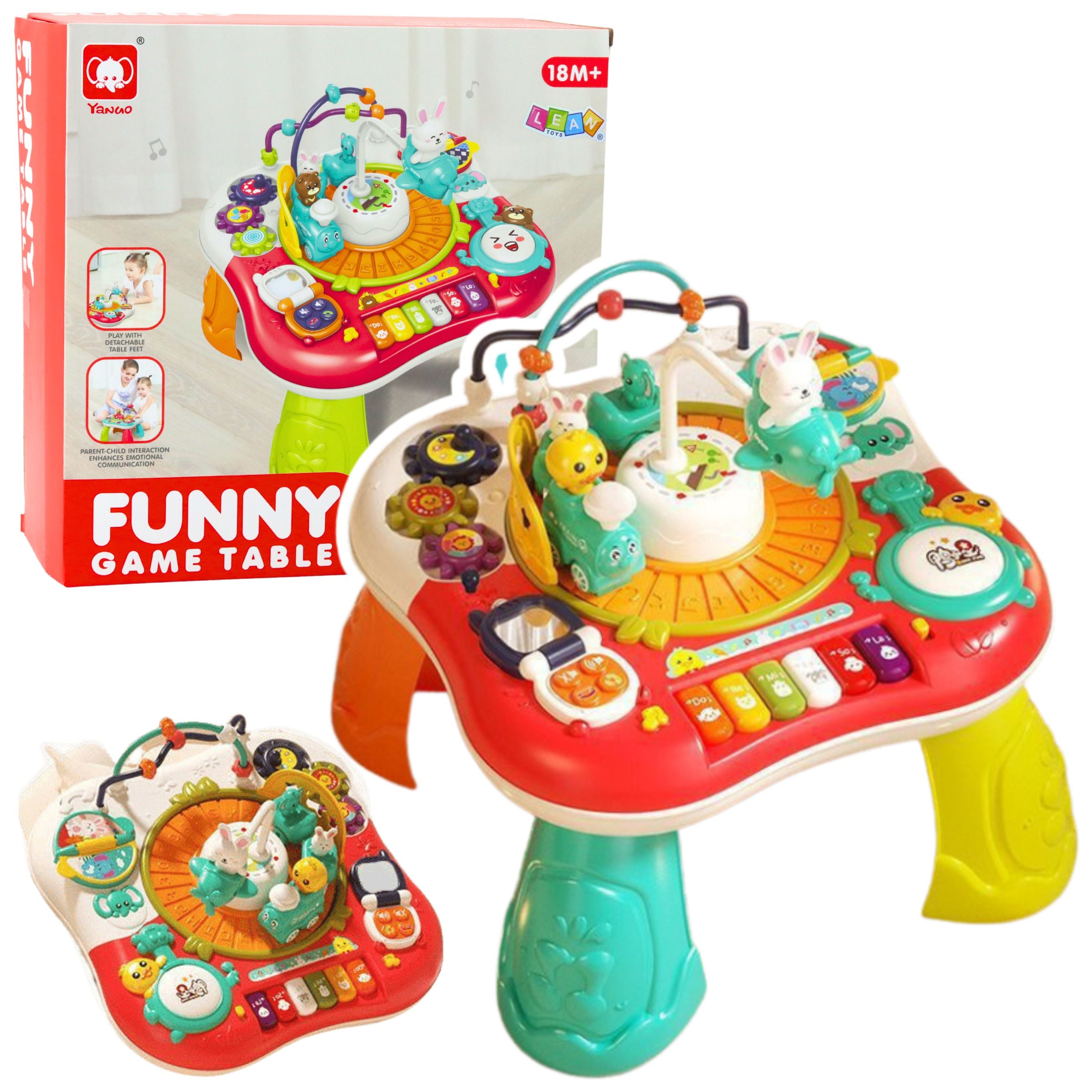 Tavolo educativo Pannello musicale interattivo Pianoforte 2 in 1 Rosso