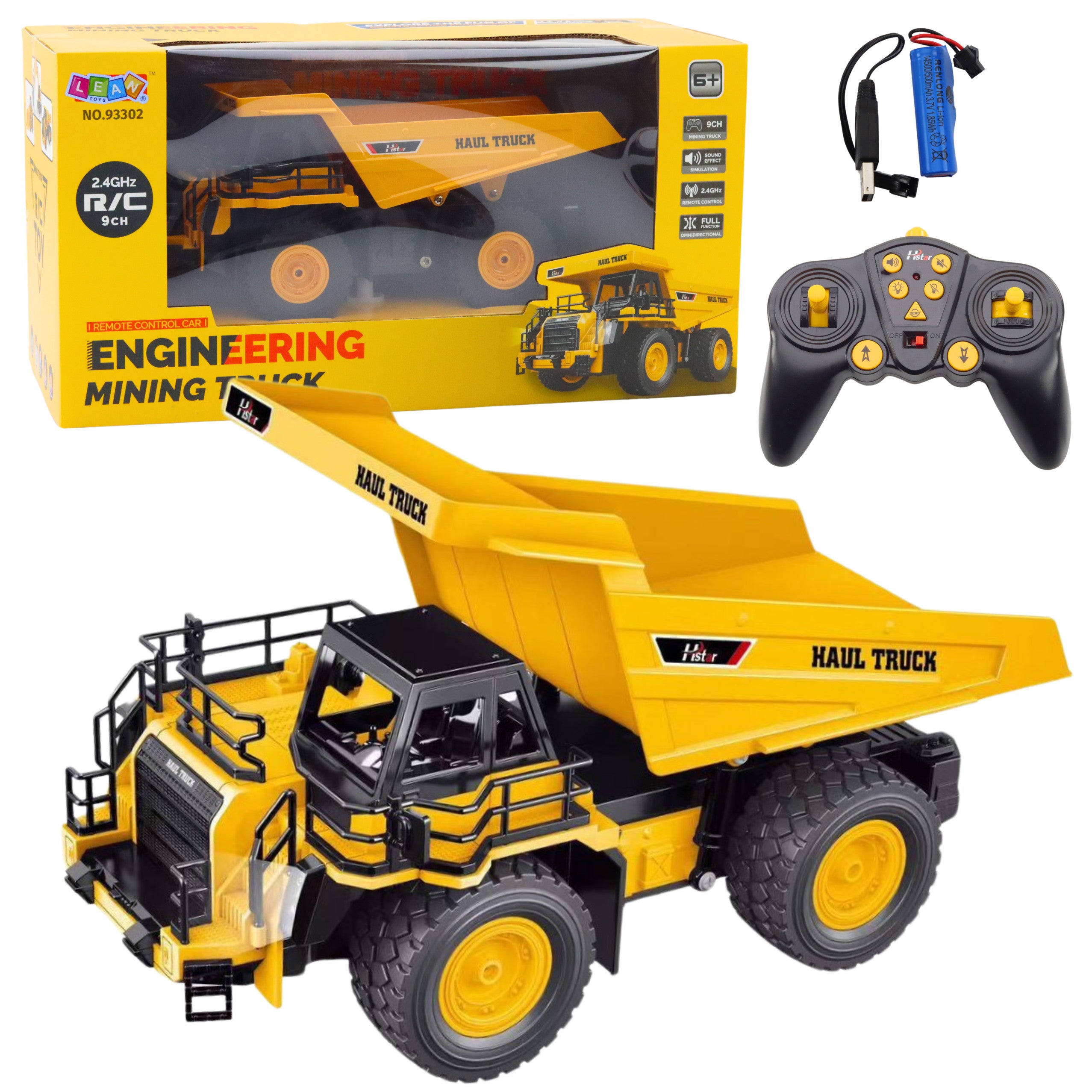 Remote Controlled Mining Dump Truck Rc 2.4g 9ch Yellow