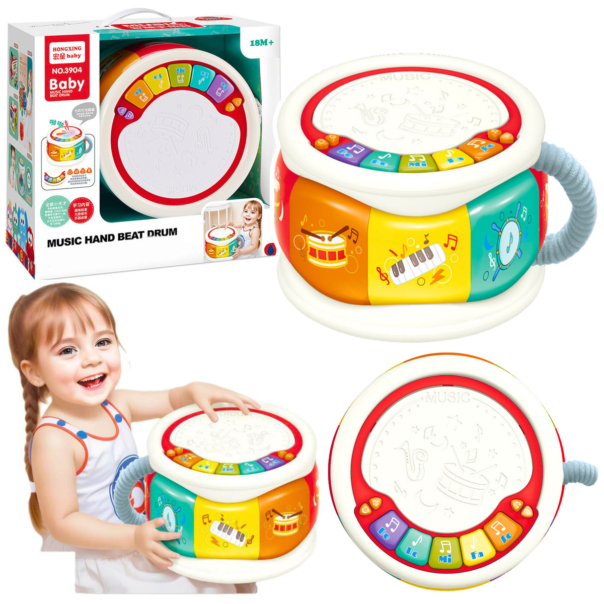 Large Interactive Educational Drum For Toddlers Colorful