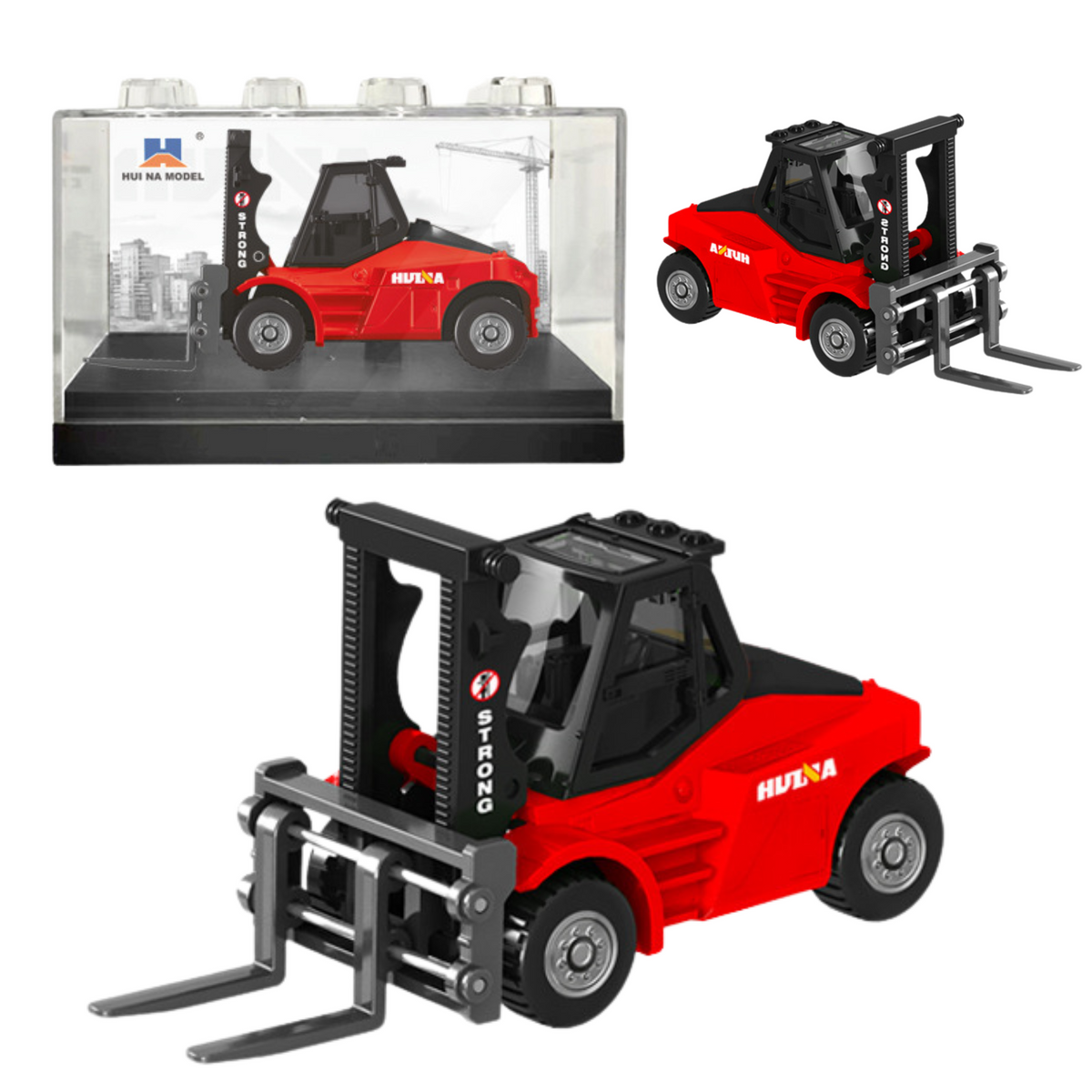 Empilhadeira metálica colecionável modelo Huina Red 1:80
