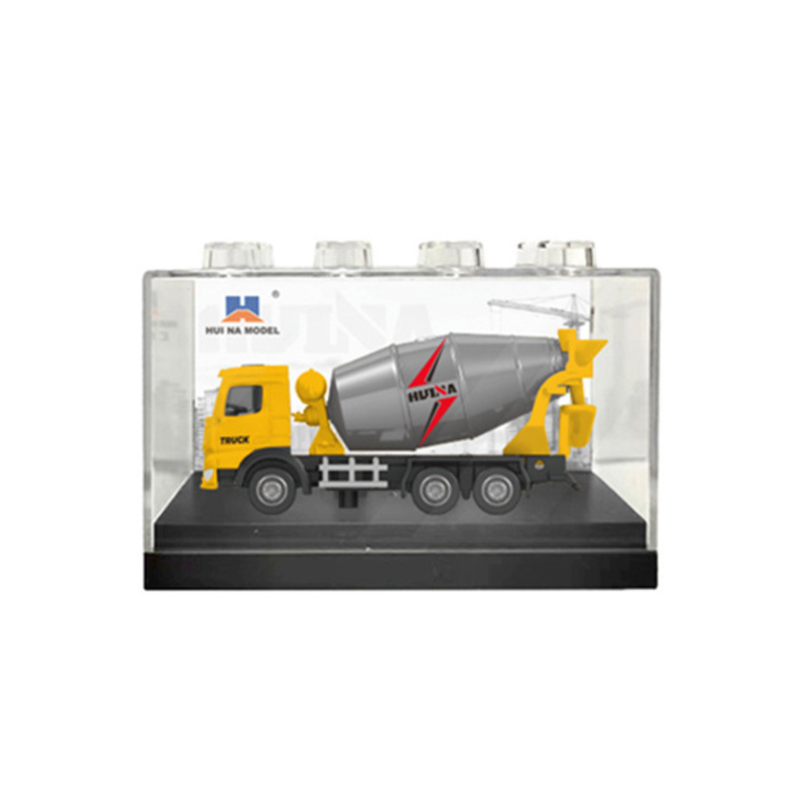 Concrete Mixer Metal Collectible Model Huina Yellow 1:80