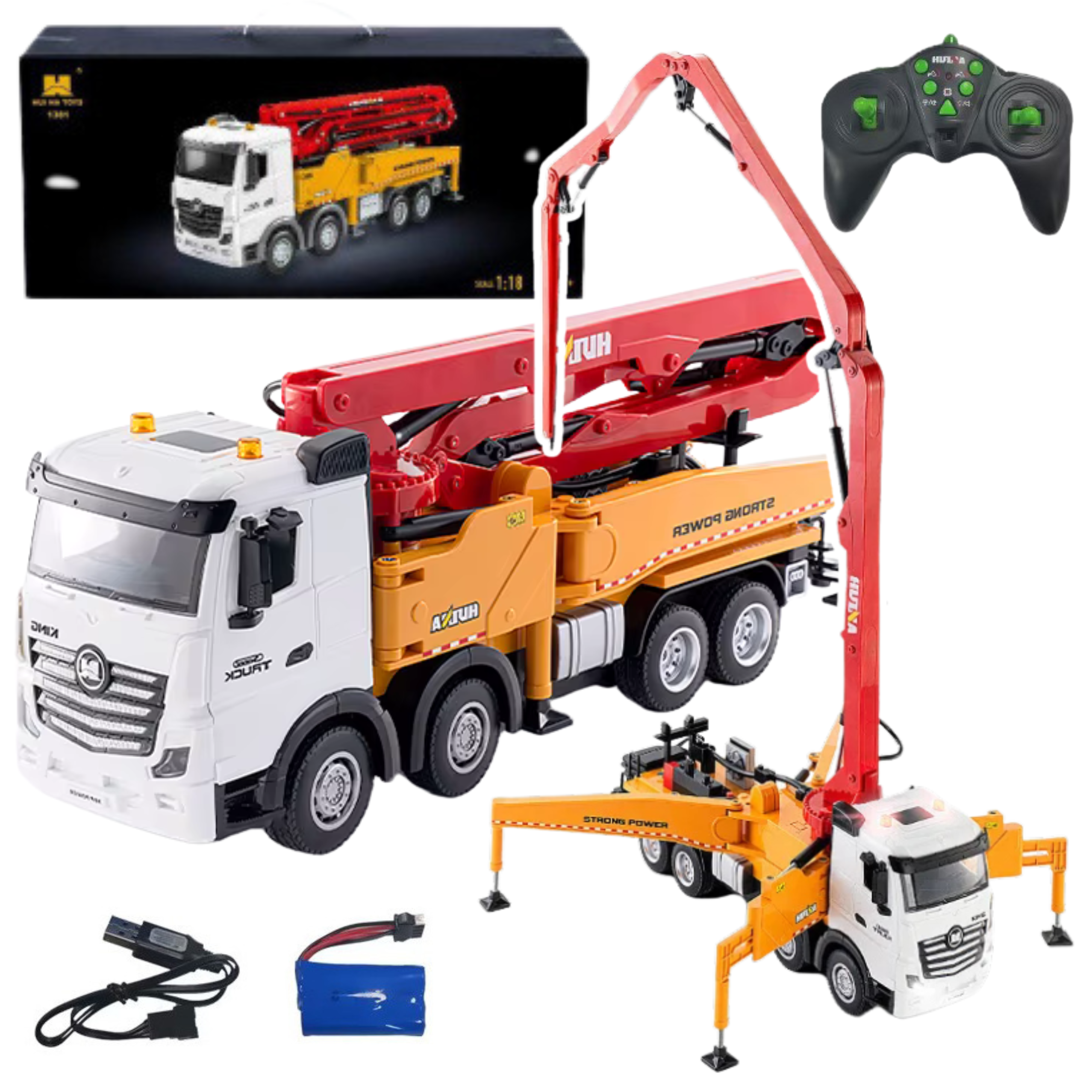 Rc Huina Concrete Mixer Truck Remote Controlled Yellow 1:18
