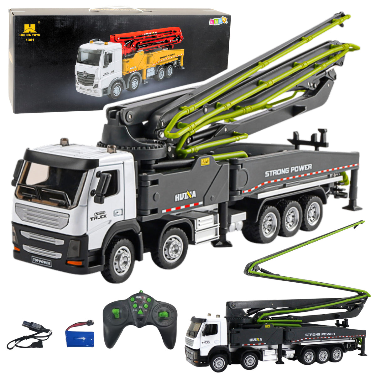 Caminhão betoneira Rc com controle remoto Huina Grey 1:18