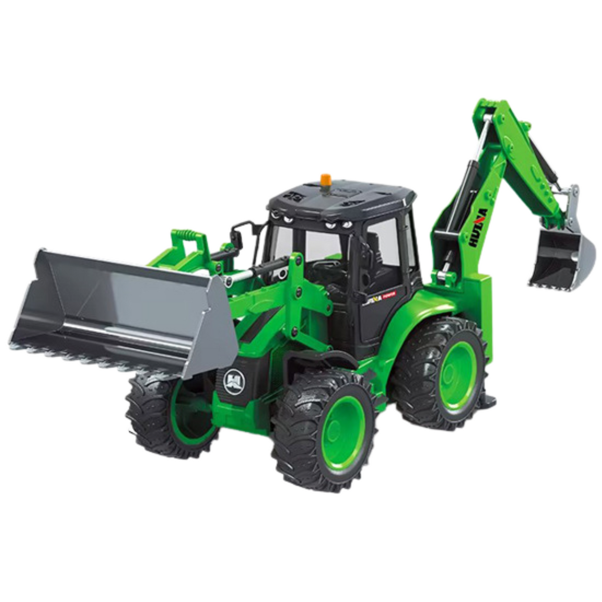 Retroescavadeira de controle remoto Rc luzes som verde Huina 1:14