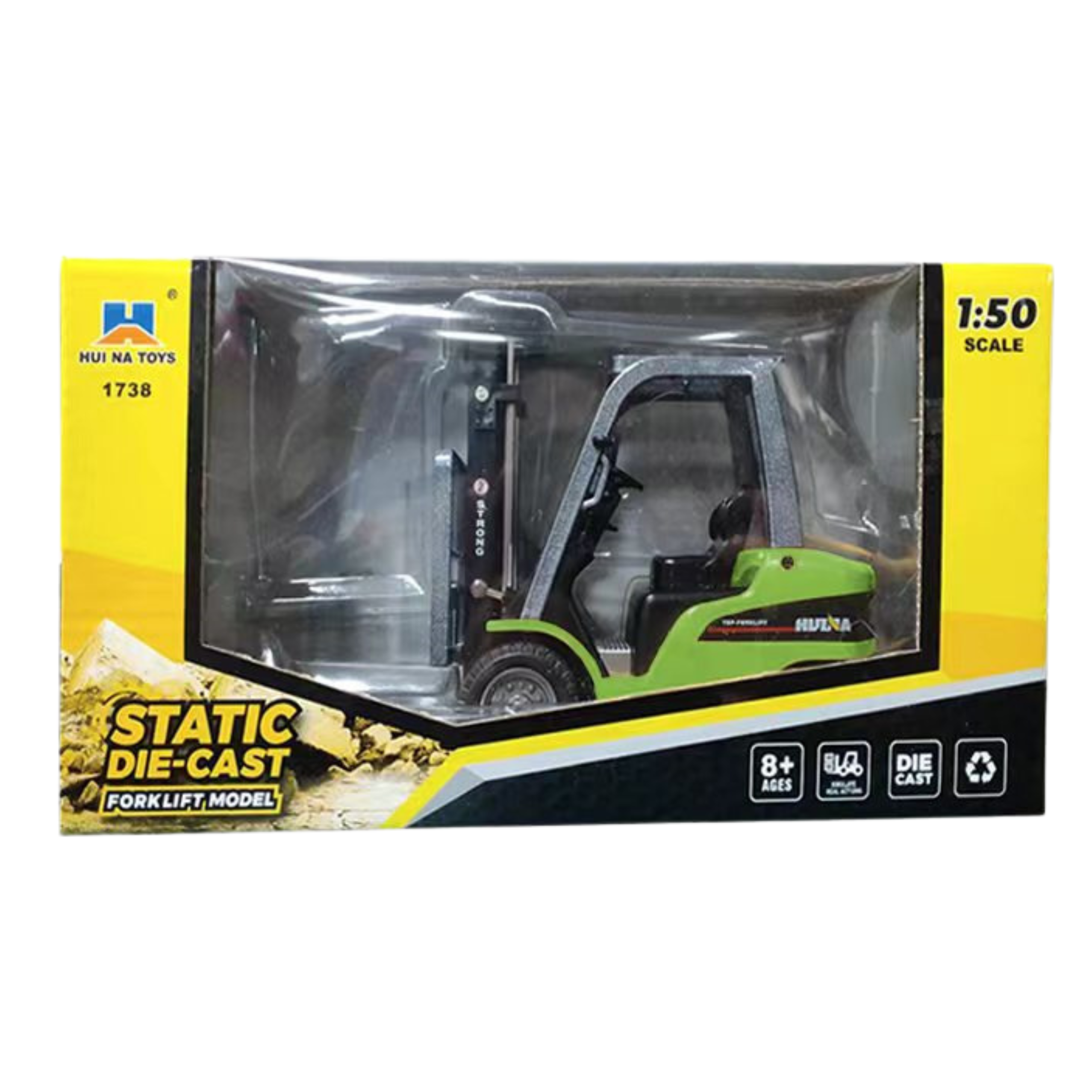 Metal Forklift Moving Forks Huina Green 1:50
