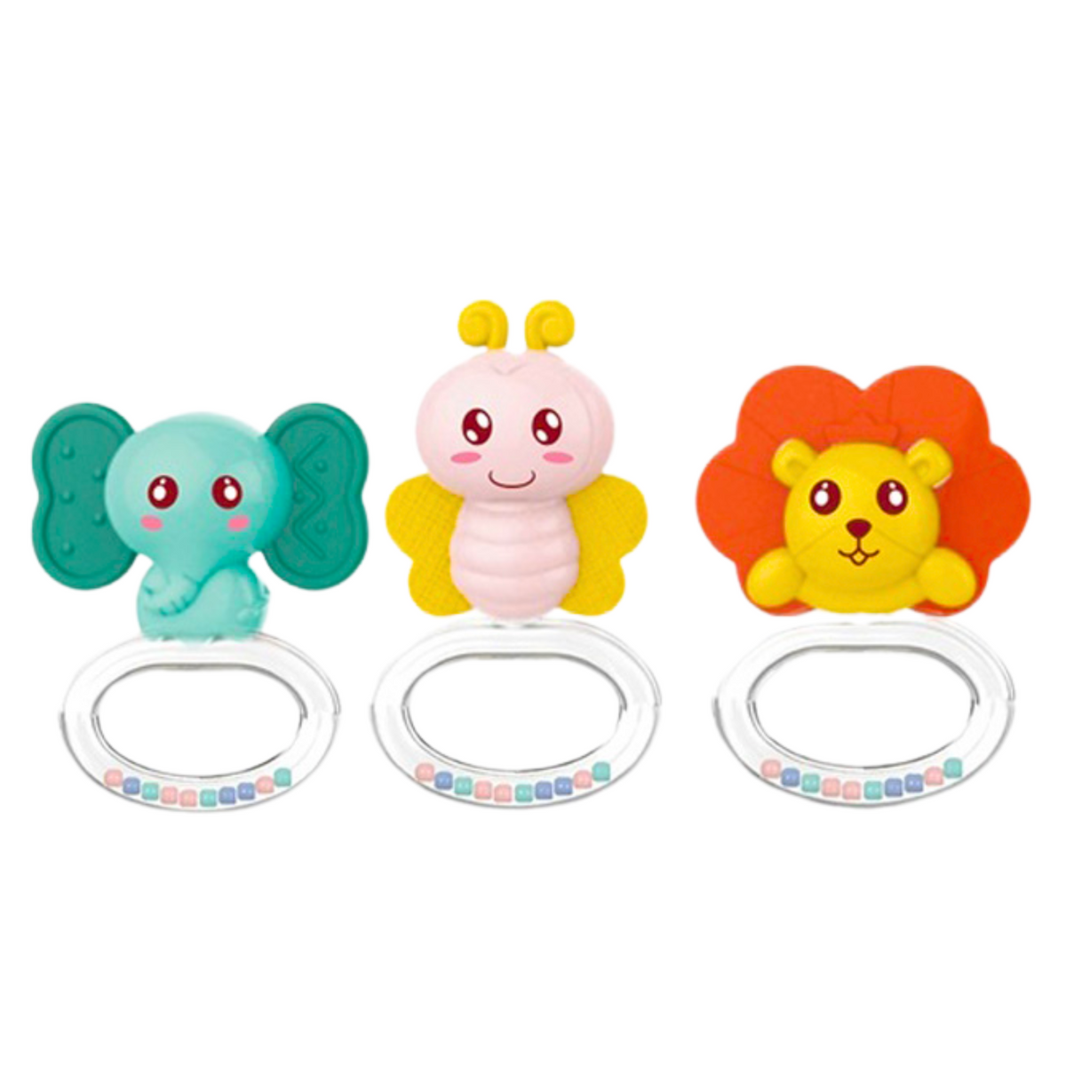 Set Of 6 Baby Rattle Teethers Animals