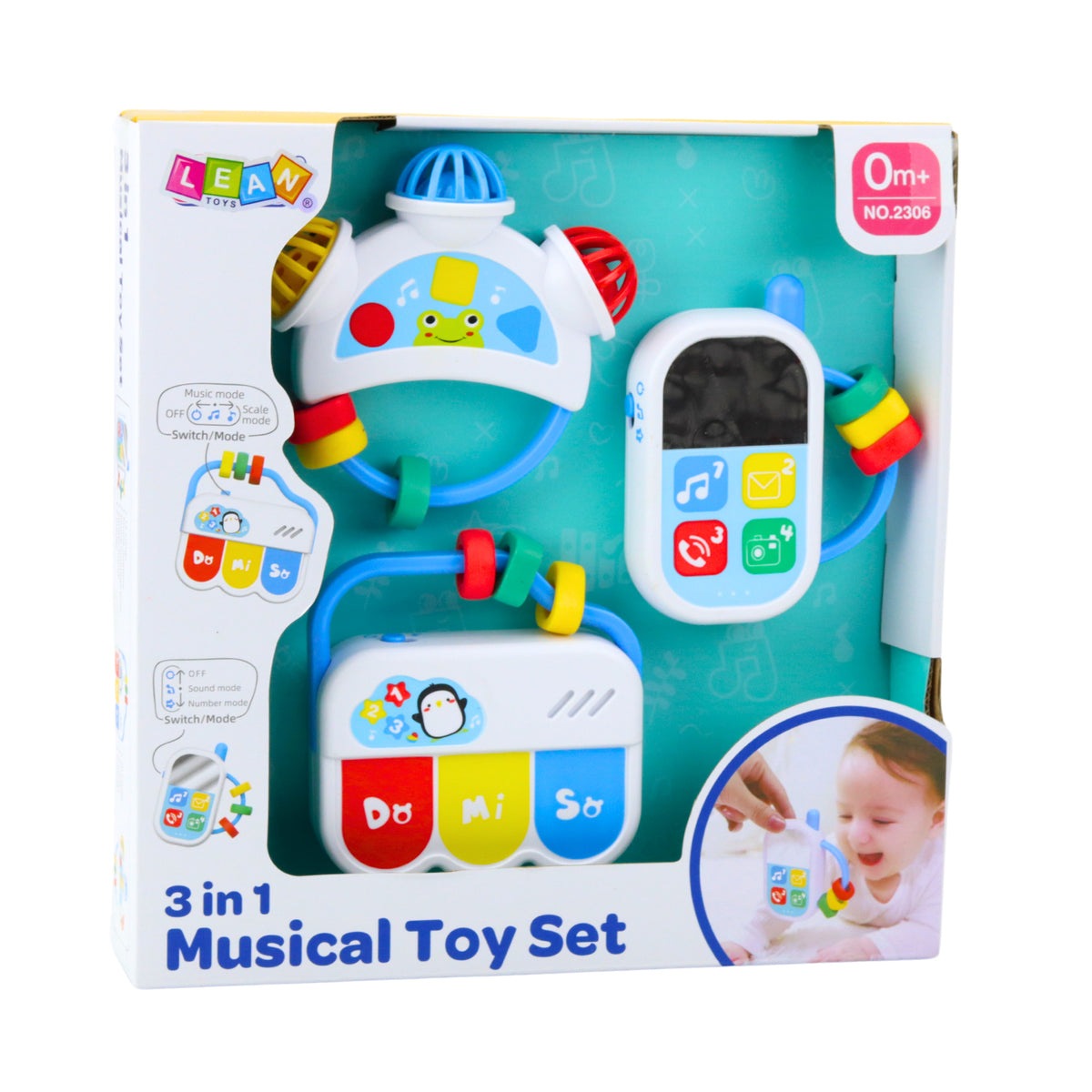 Zenés játékok kisgyermekek számára. Telefon Tambourine Keys Hangok 3 db.