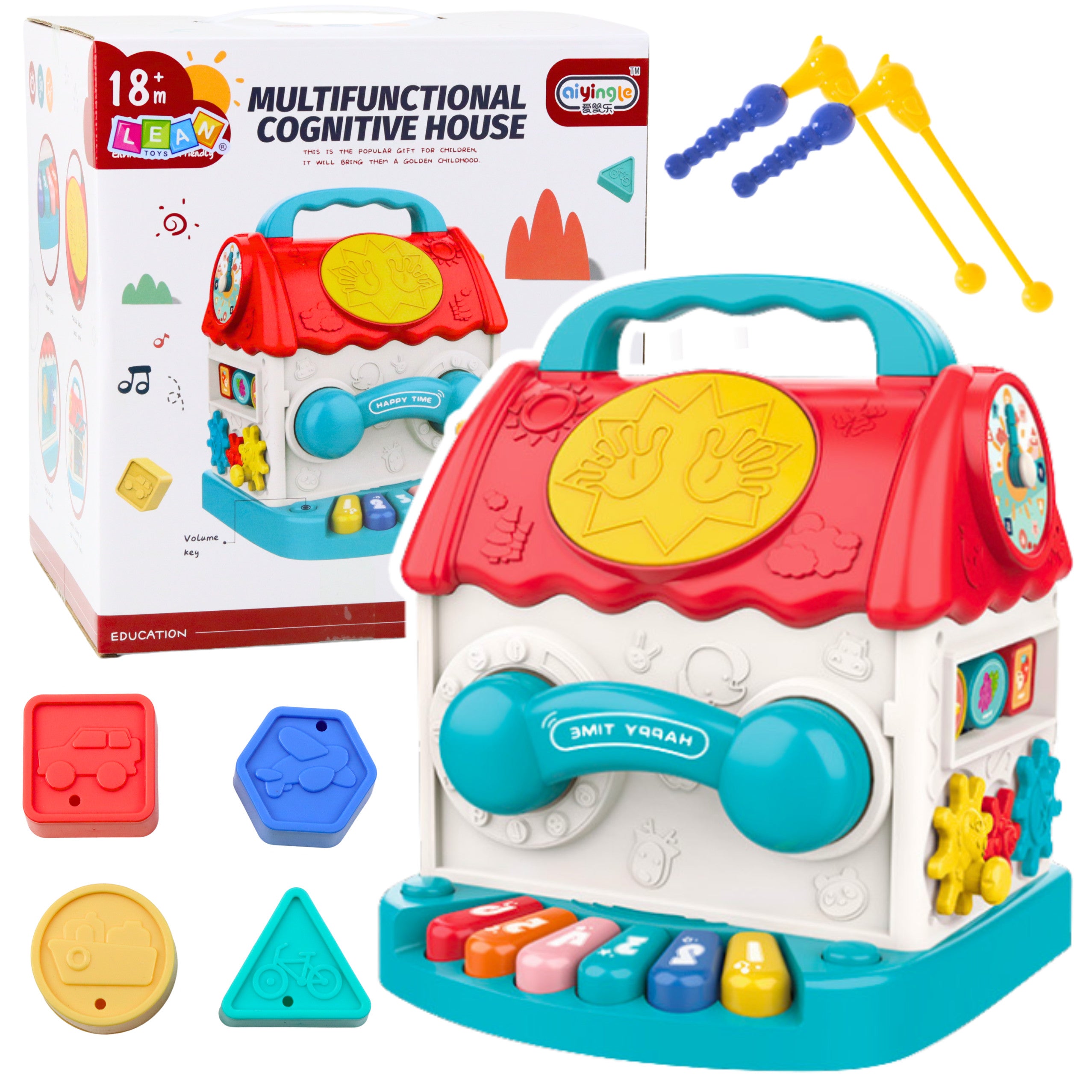 Educational House Interactive Cube Rattle Sorter Sounds Colorful