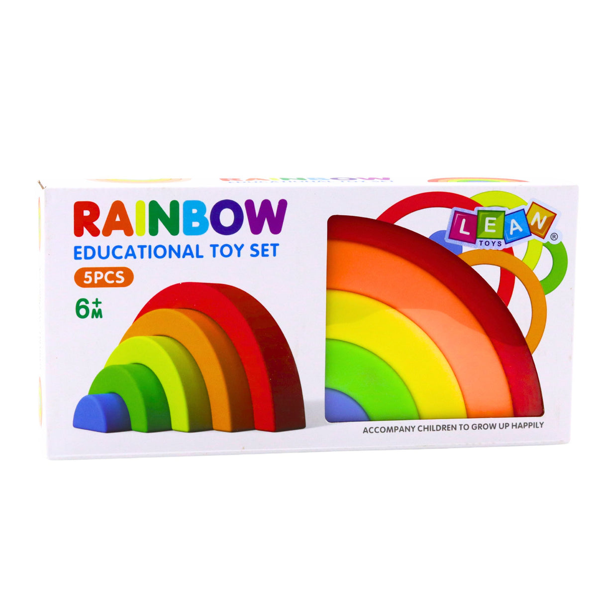 Rainbow Puzzle For Toddlers Colorful Rubber Blocks 5 Pcs.