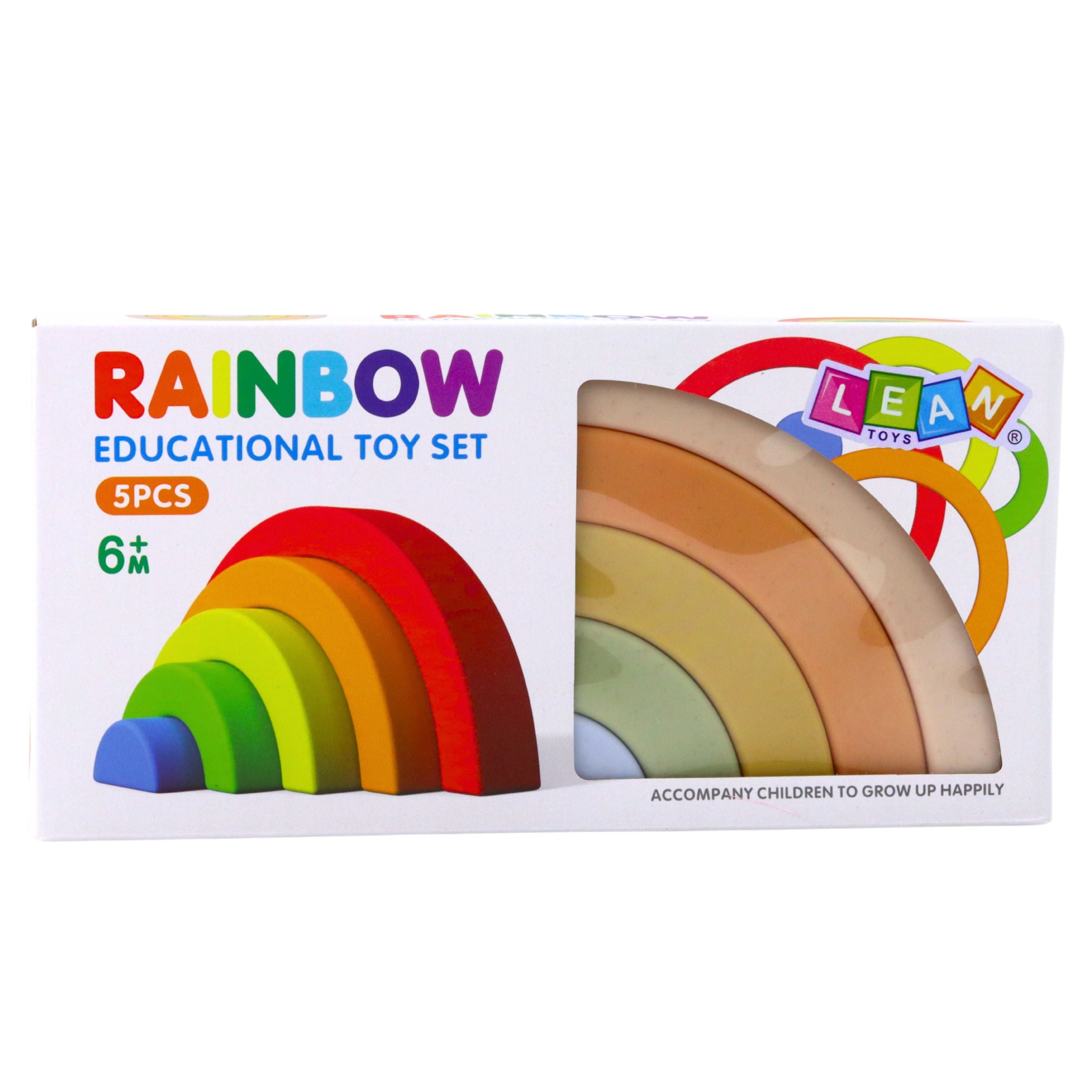 Rainbow Puzzle For Toddlers Pastel Rubber Blocks 5 Pcs.