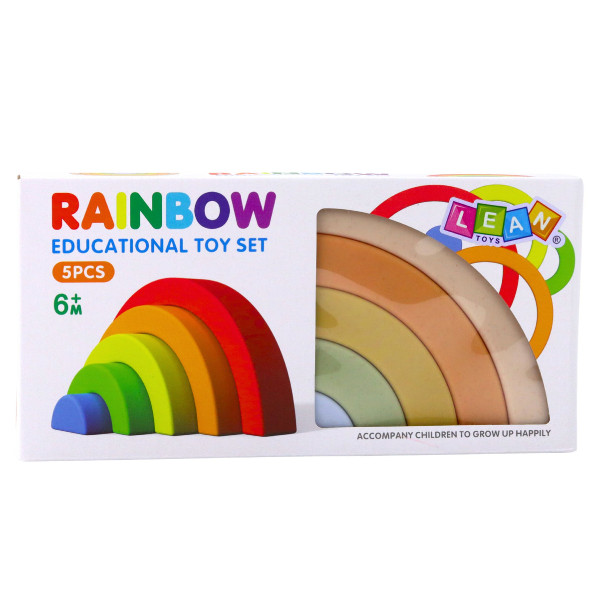 Rainbow Puzzle For Toddlers Pastel Rubber Blocks 5 Pcs.