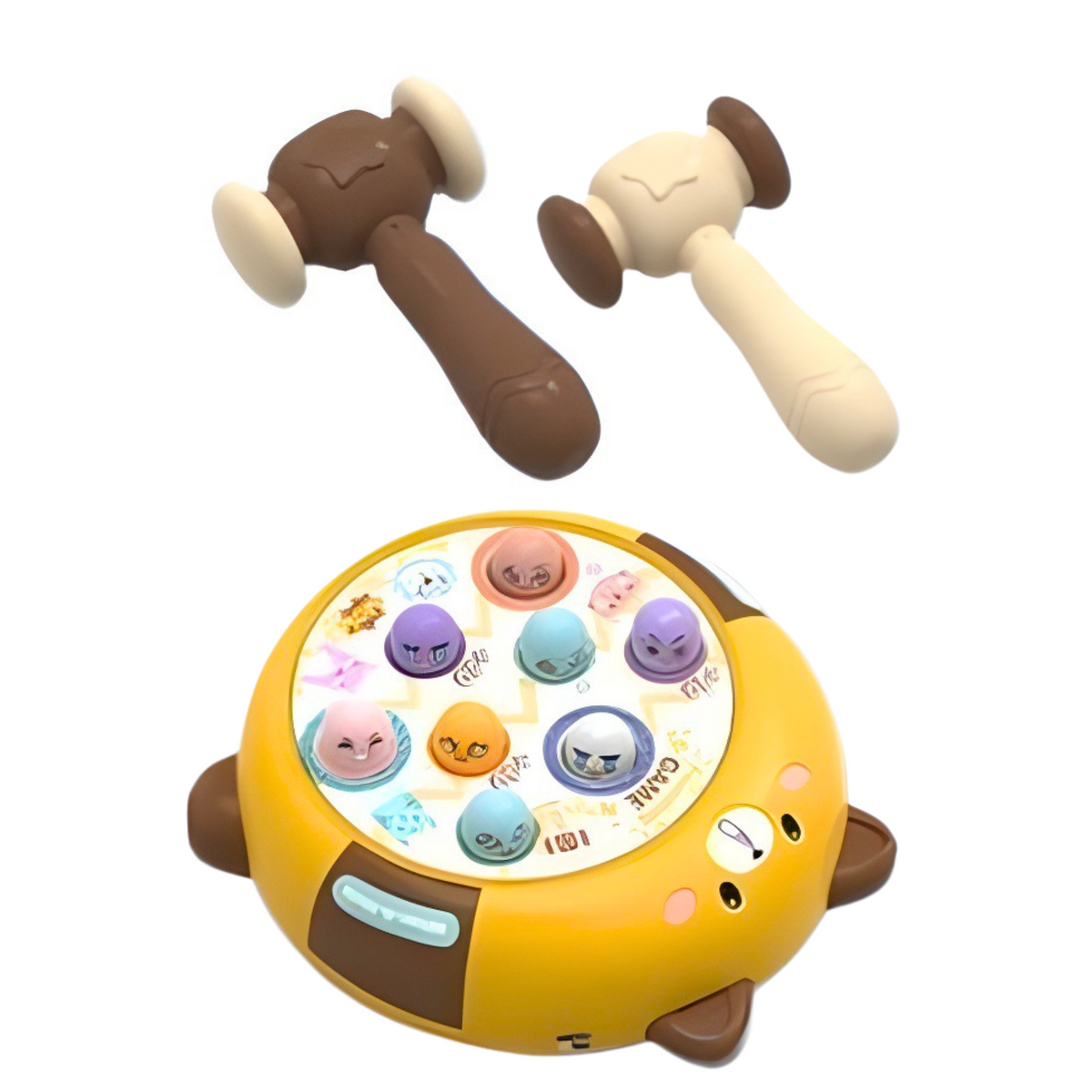 Whack-a-mole Skill Game Two Hammers Kitten Yellow Brown