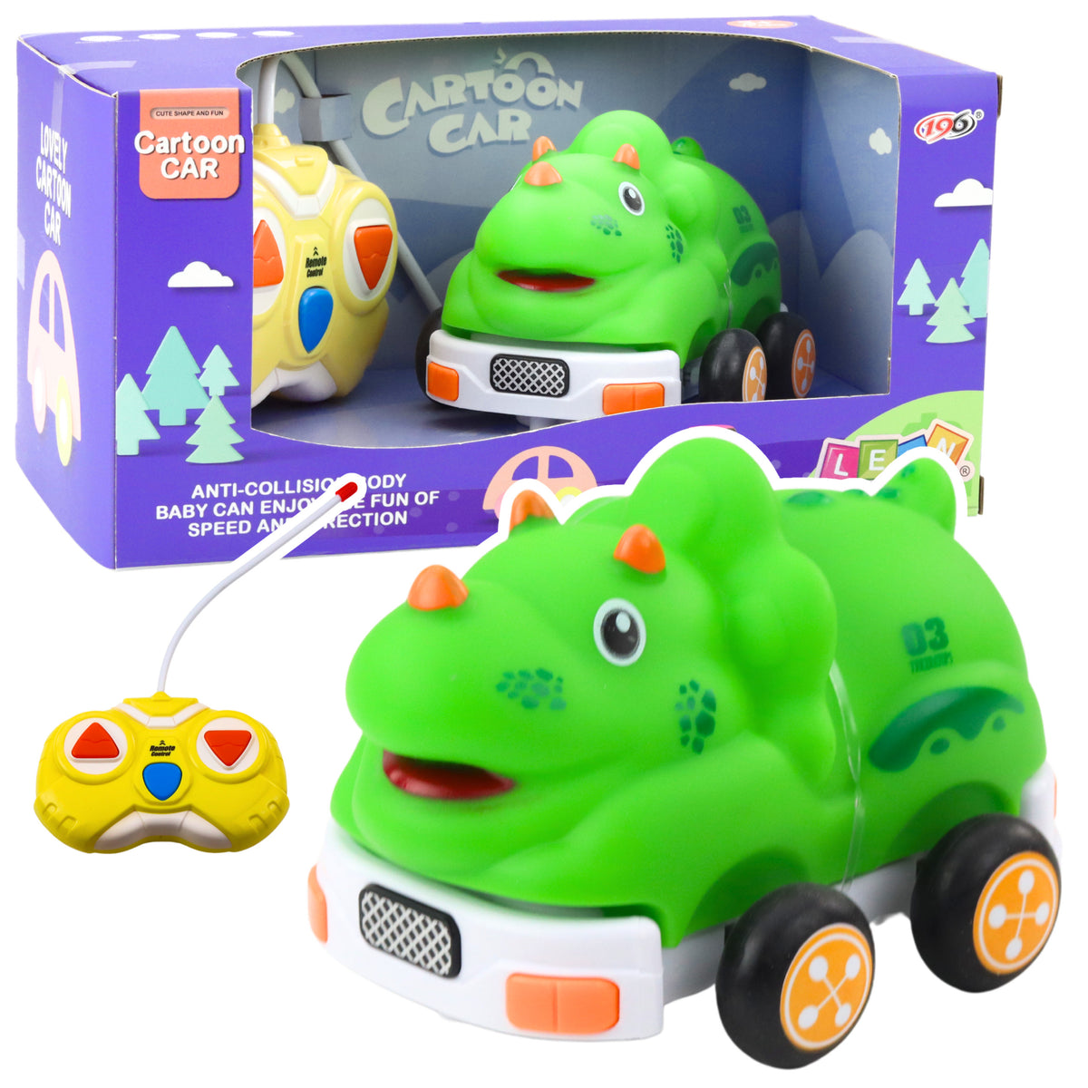 Remote Control Rc Car For Toddlers Dinosaur Green