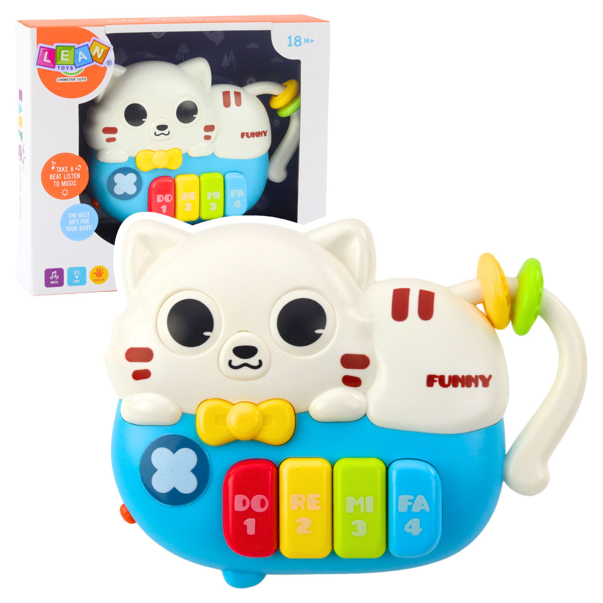 Mini Piano For Toddlers Kitten Blue Lights Sounds