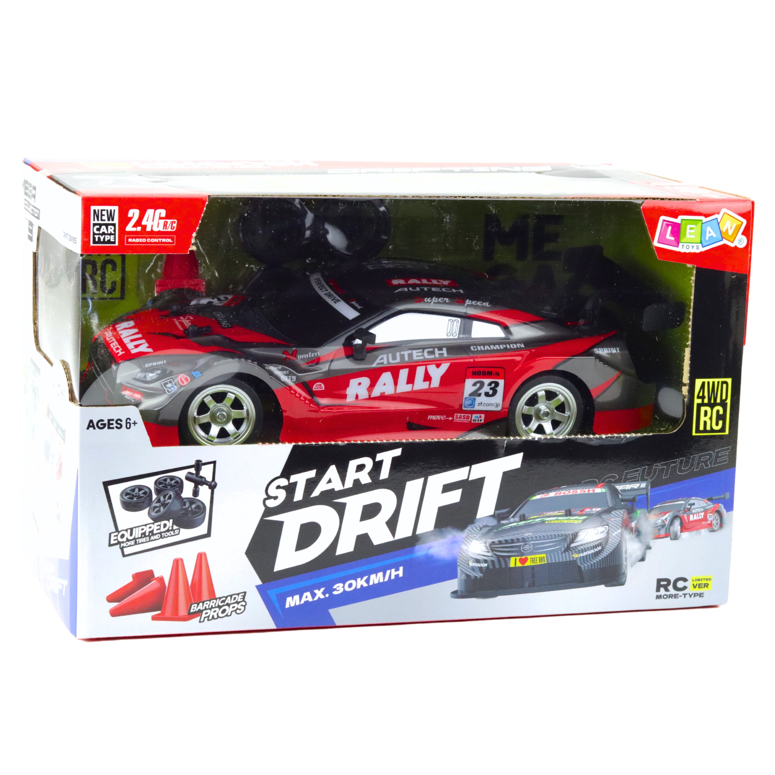 Drift Car Racing Rc Rouge Noir 30km/h 1:16