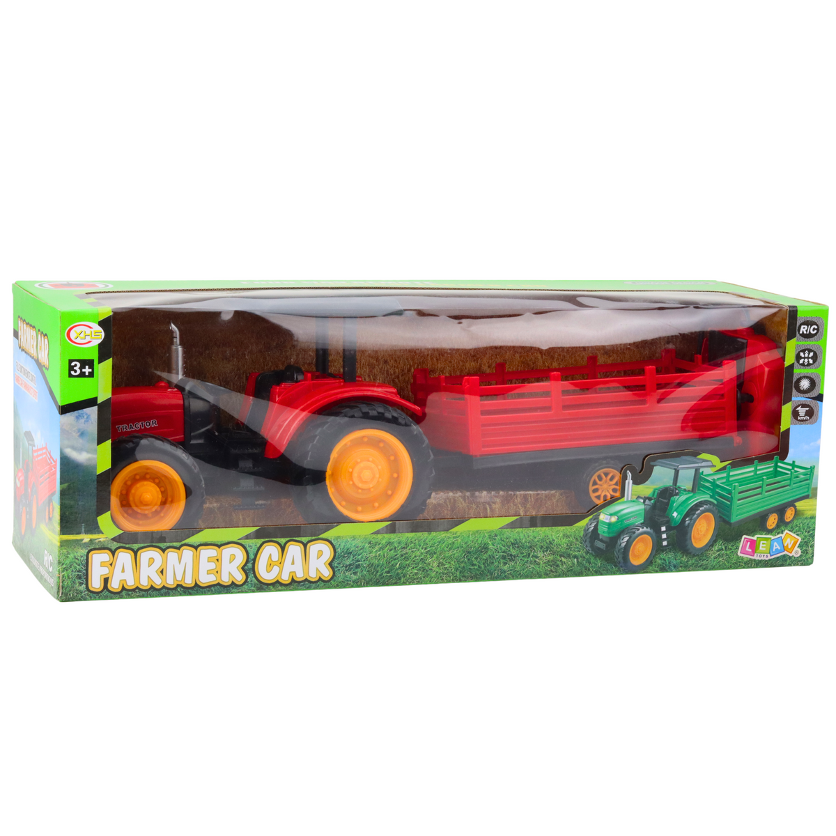 Rc Remote Controlled Farm Tractor With Trailer Red