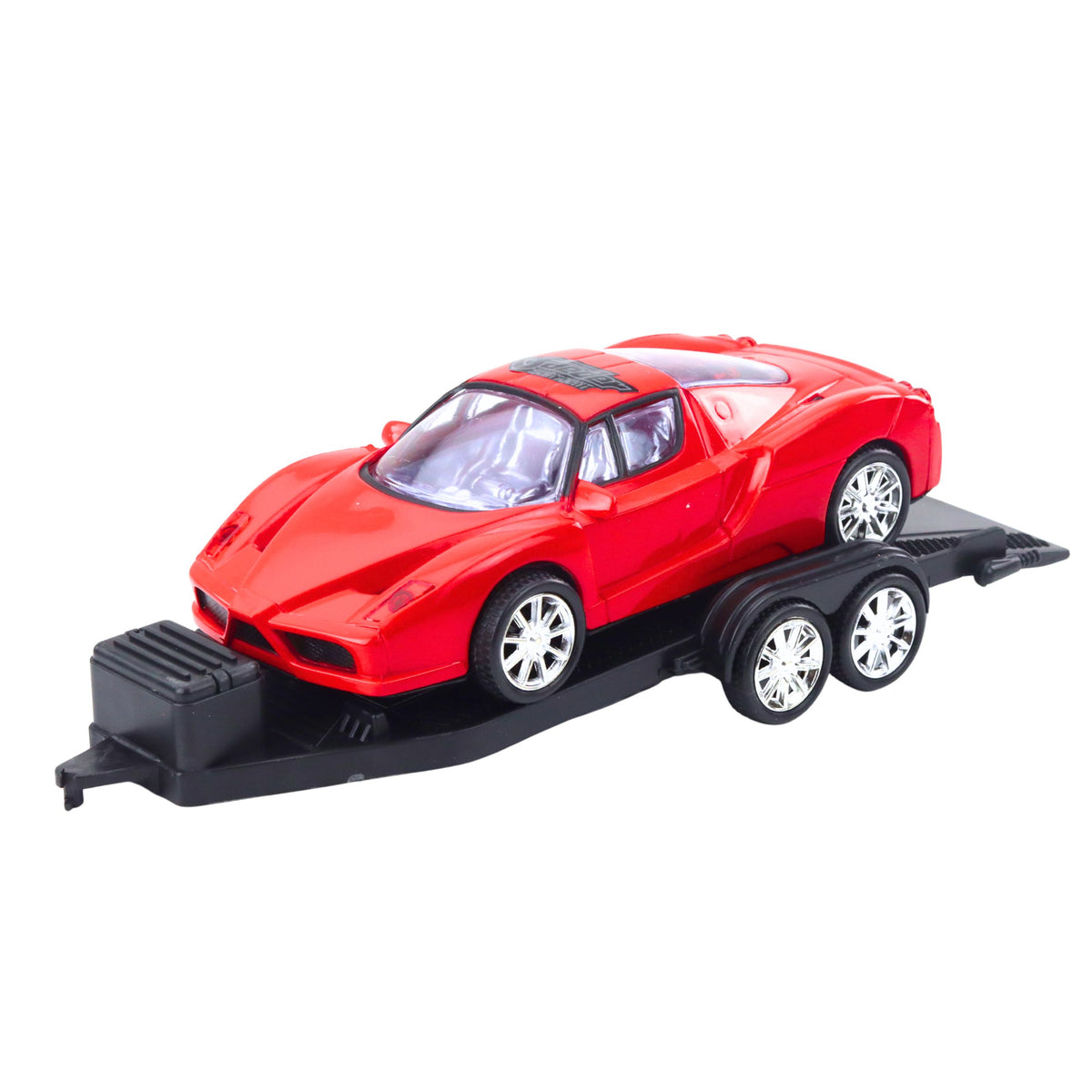 Set terreinauto's, zwarte sleepwagen, rode sportwagen, 59 cm