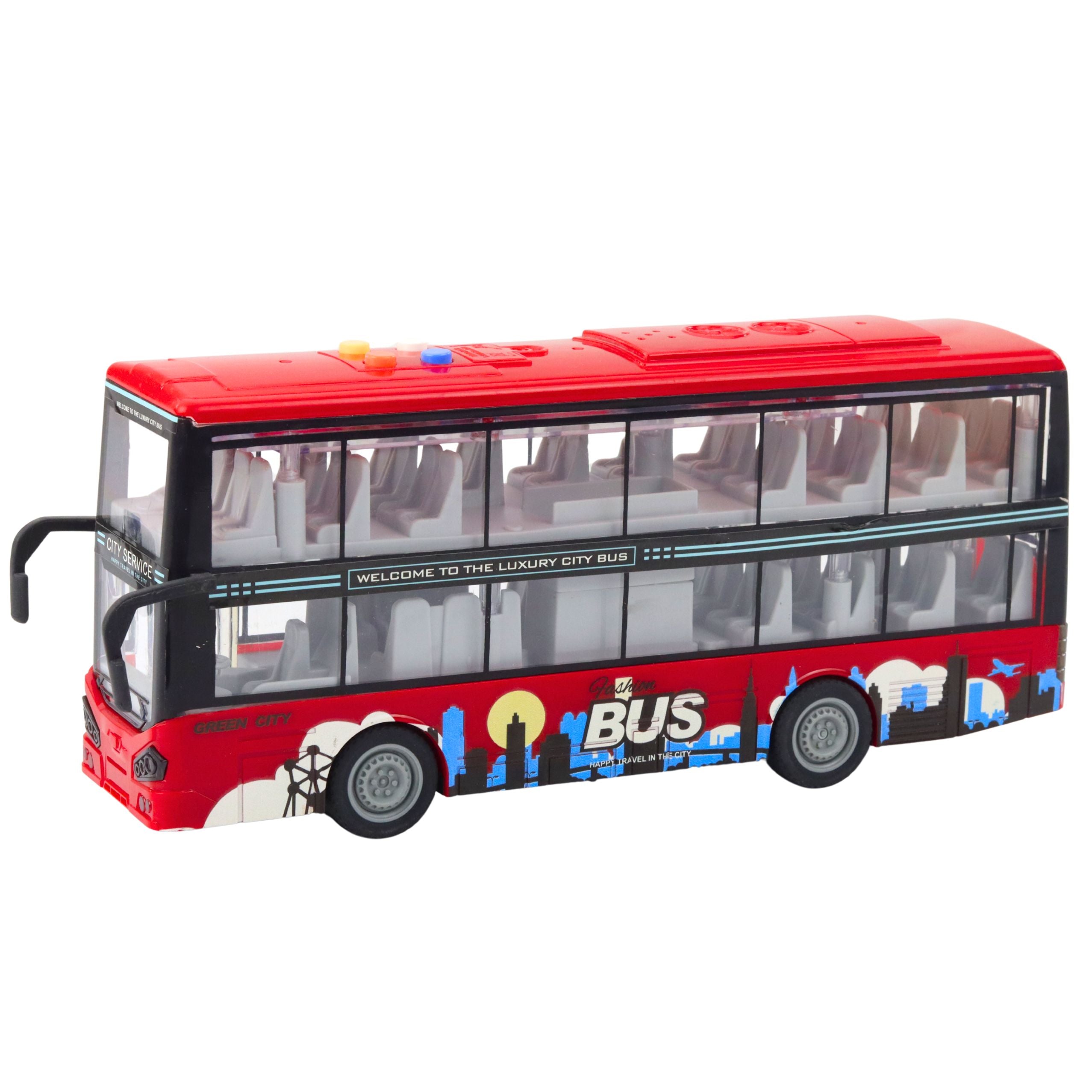 City Bus Double Decker 1:16 Drive Lights Sounds Red