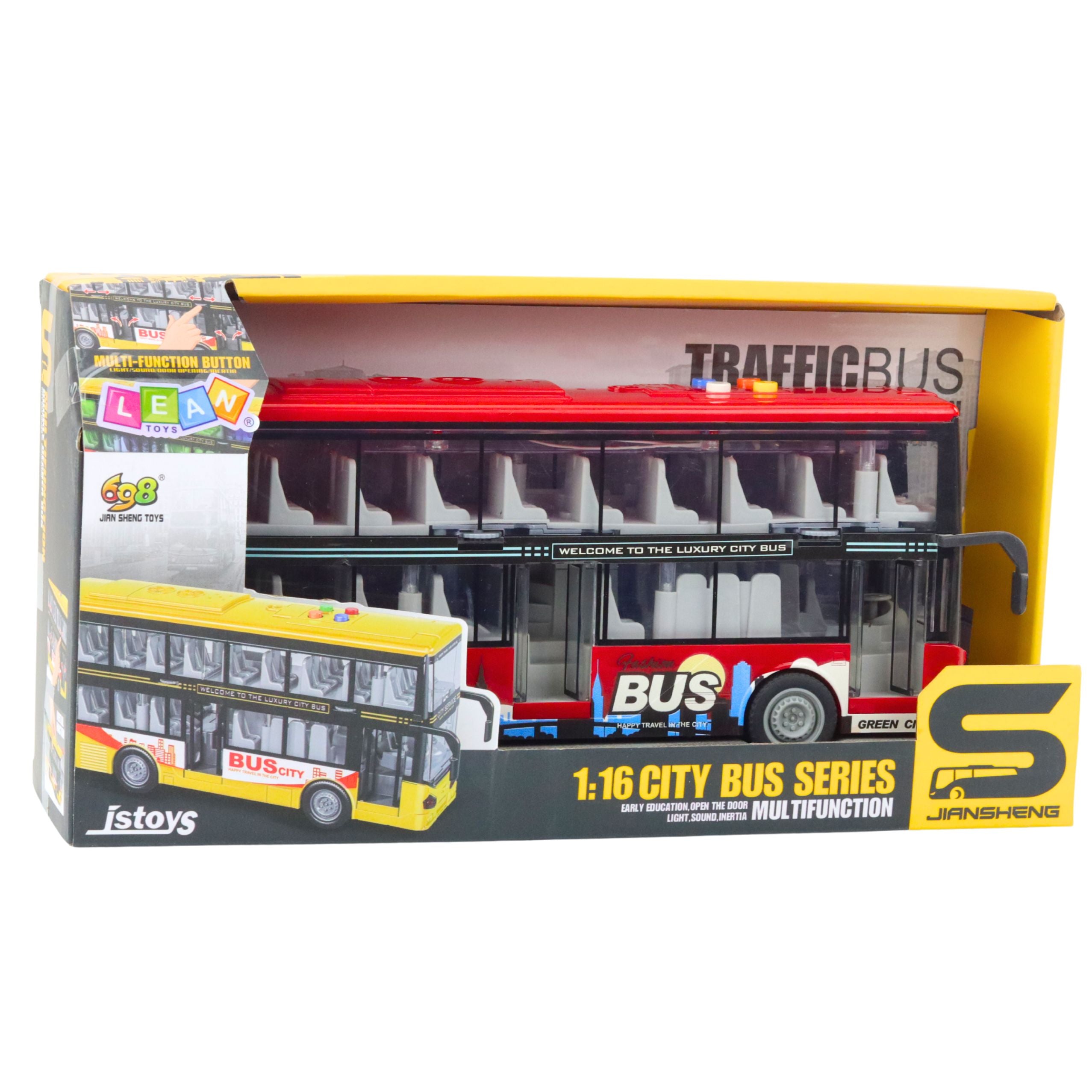 City Bus Double Decker 1:16 Drive Lights Sounds Red