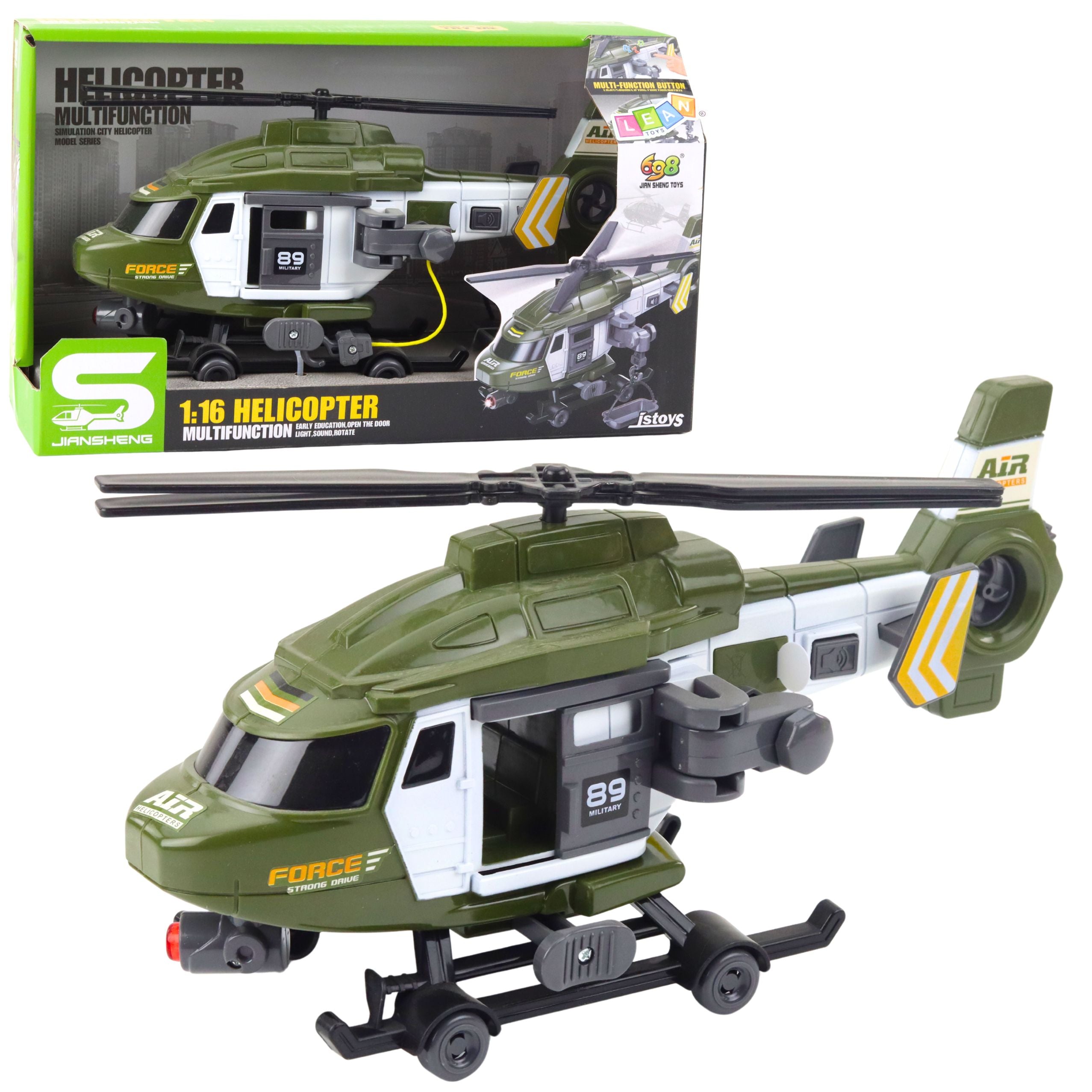 Military Helicopter Hook Stretcher Lights Sounds Khaki 1:16