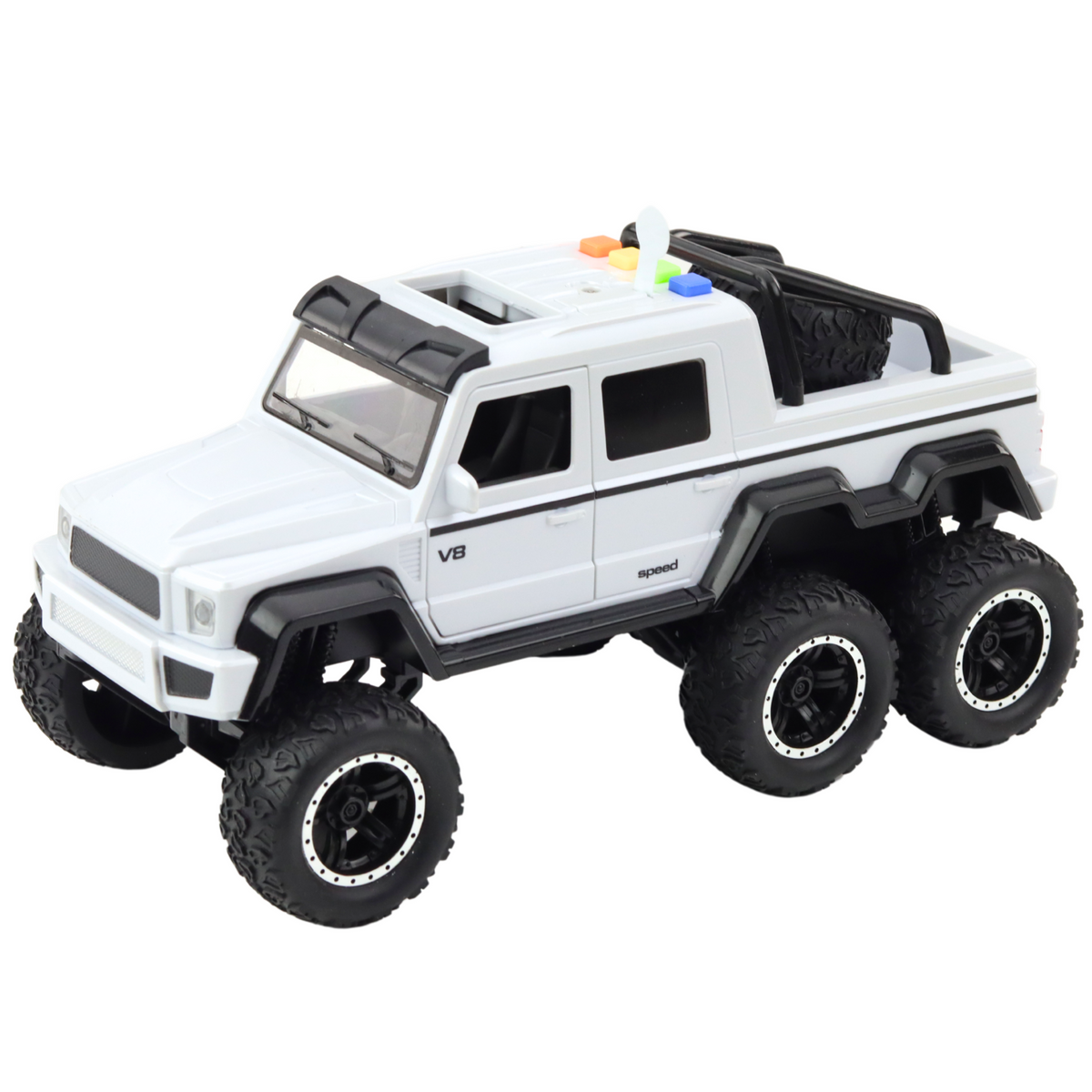 Terepjáró autók súrlódó meghajtó lámpái Hangok Pearl White 6x6 1:16