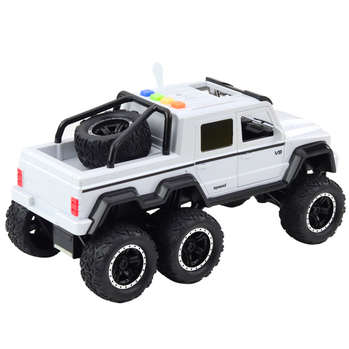 Terepjáró autók súrlódó meghajtó lámpái Hangok Pearl White 6x6 1:16