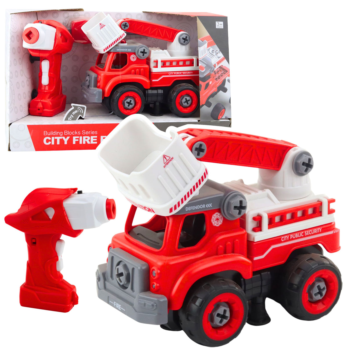 Fire Truck With Turning Boom Remote Controlled 2-in-1 Screwdriver