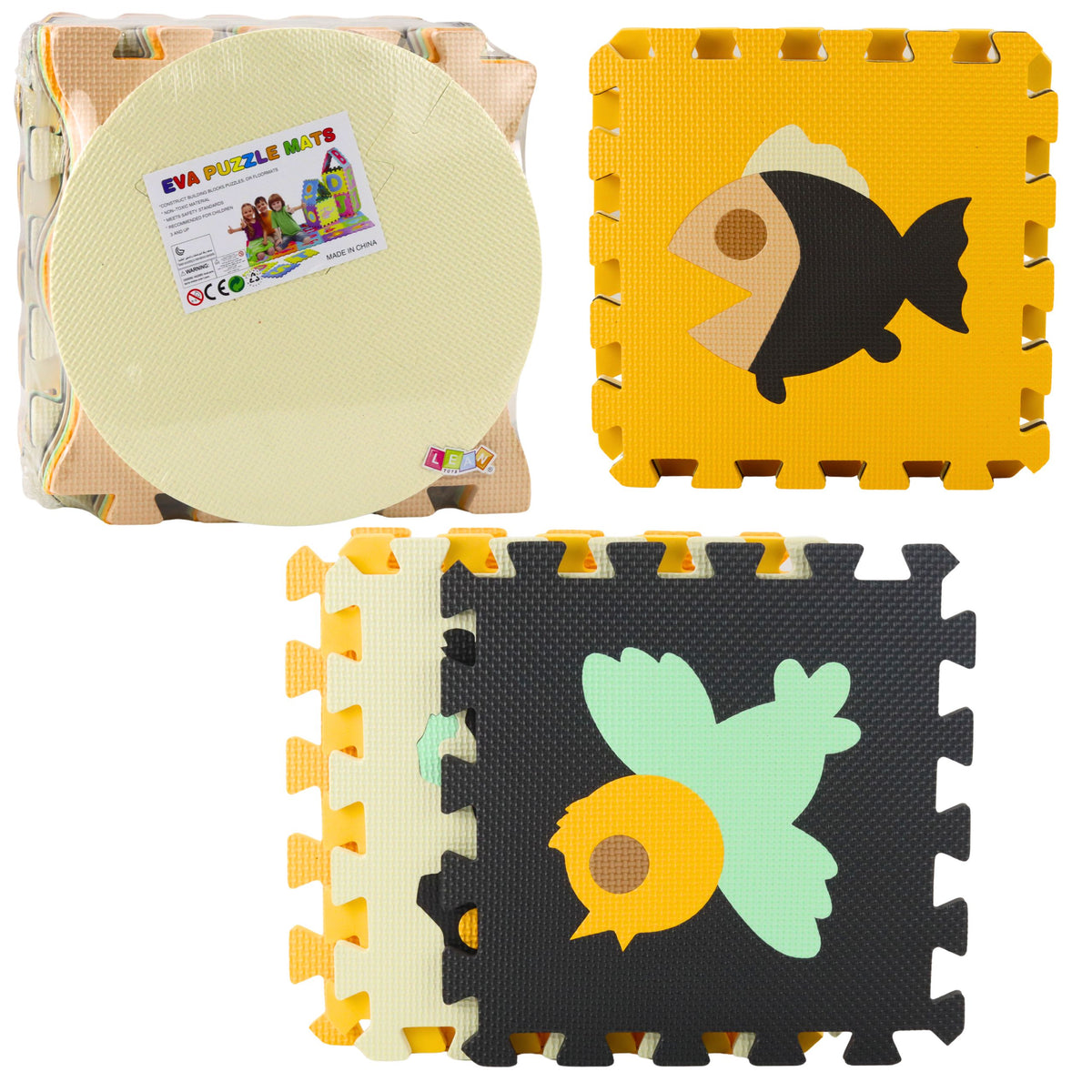 Puha Puzzle Oktatószőnyeg Eva Foam Animals Barna 16 db.