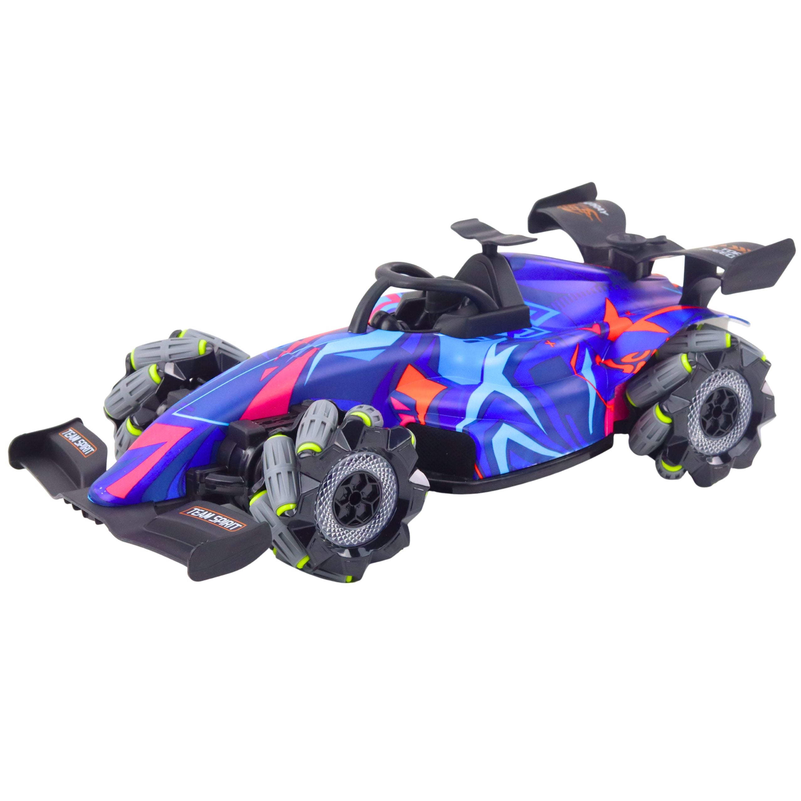 Rc Remote Controlled Racer 1:10 Lights Sounds Water Steam Blue