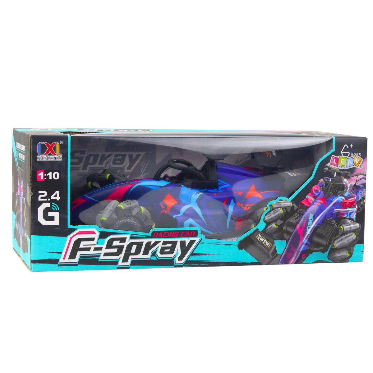 Rc Remote Controlled Racer 1:10 Lights Sounds Water Steam Blue