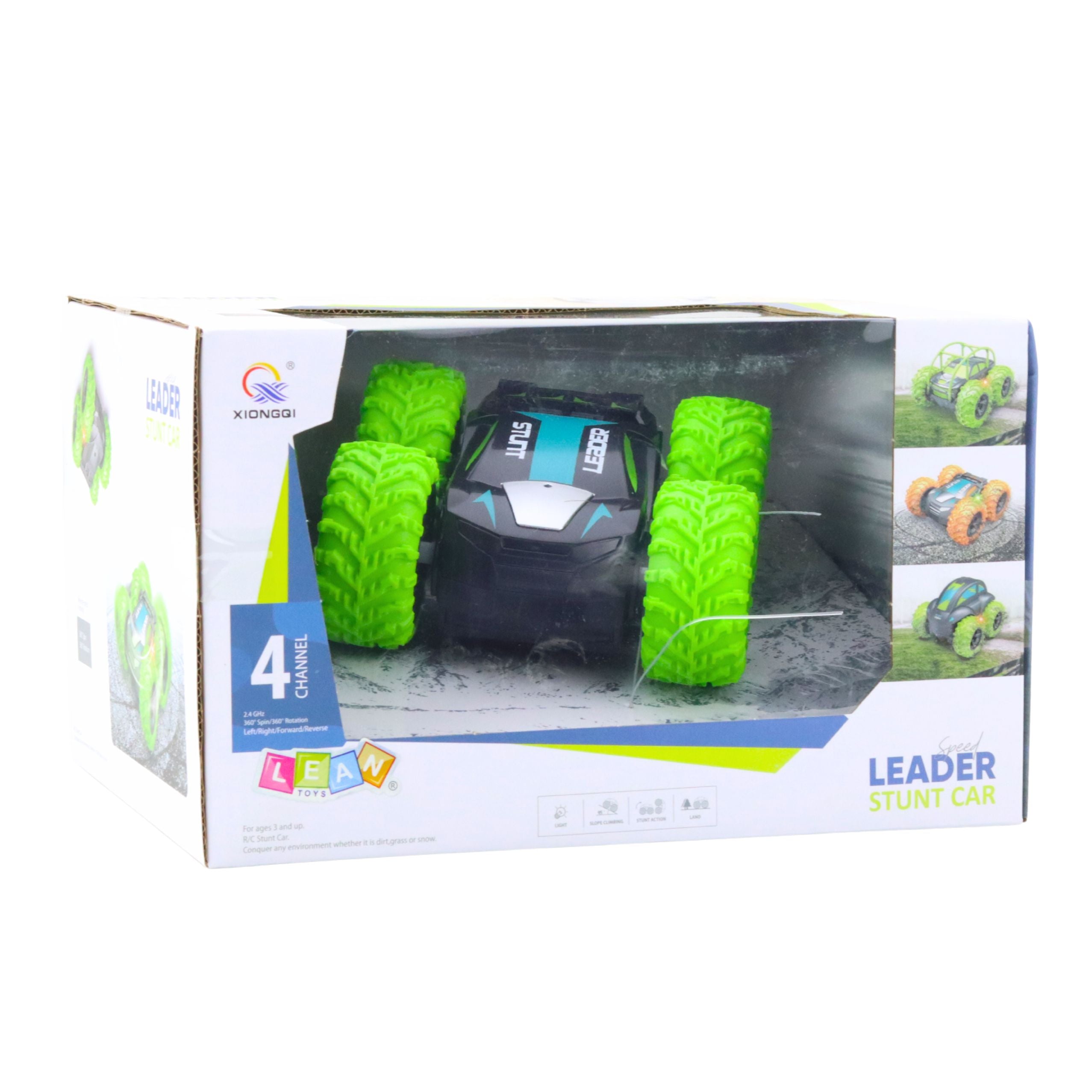 Remote Controlled Rc Stunt Car 360° Spins Green